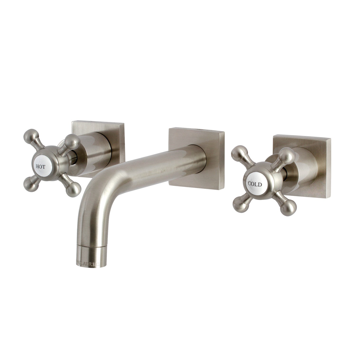 Kingston Tulare KS6128BX - Metropolitan Double-Handle 3-Hole Wall Mount Bathroom Faucet, Brushed Nickel