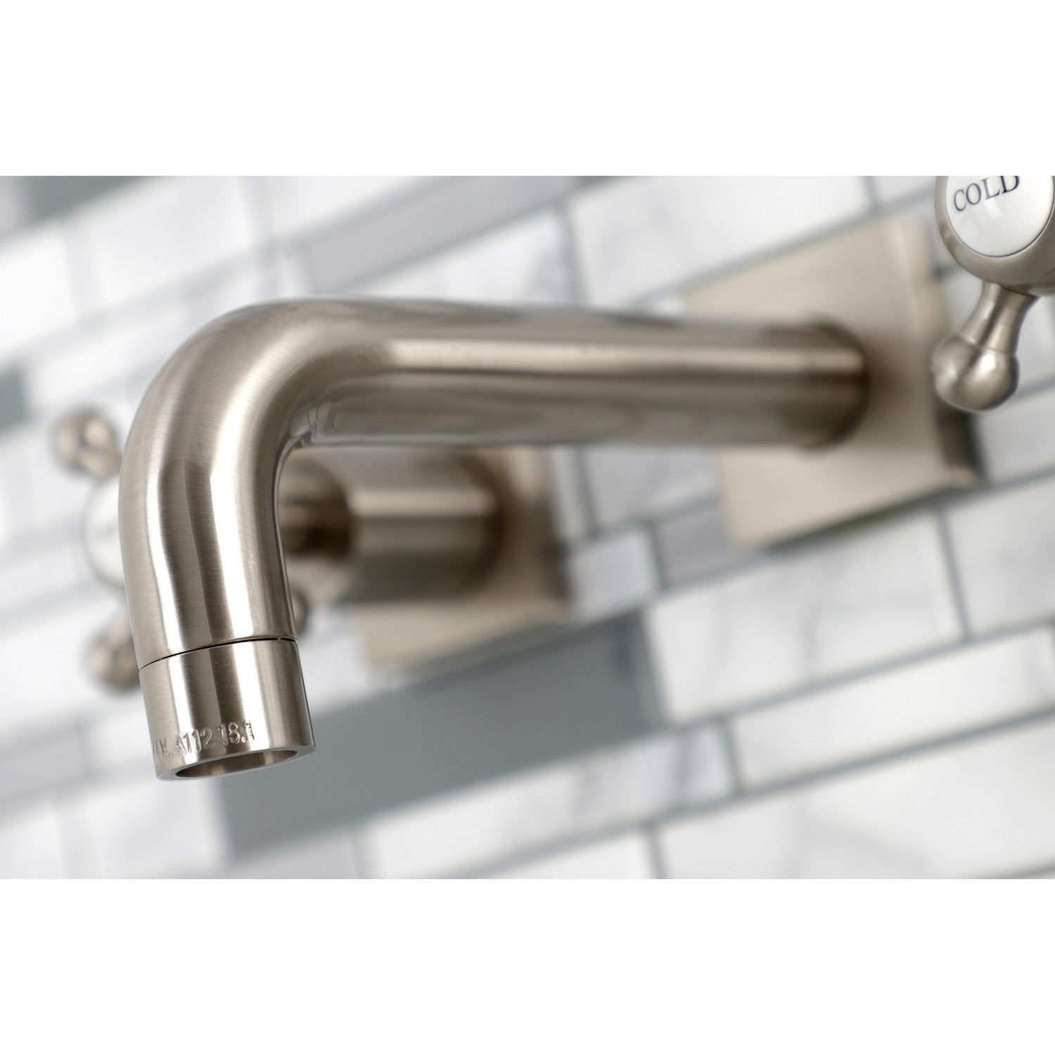 Kingston Tulare KS6128BX - Metropolitan Double-Handle 3-Hole Wall Mount Bathroom Faucet, Brushed Nickel — thumbnail 3