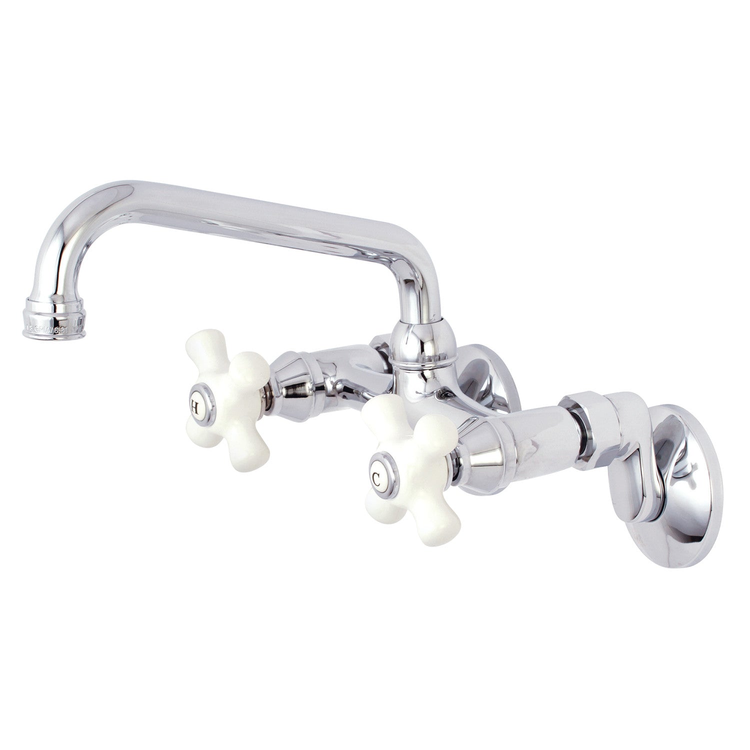 Kingston Heirloom KS613C - Kingston Two-Handle 2-Hole Wall Mount Bridge Kitchen Faucet, Polished Chrome
