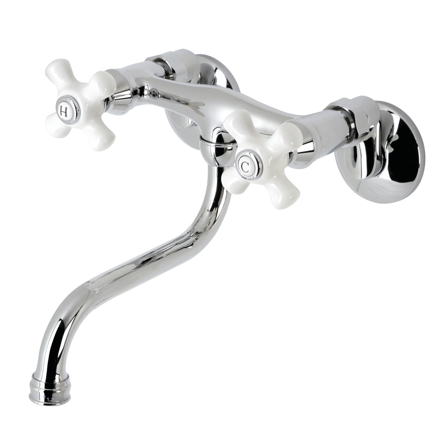 Kingston Heirloom KS615C - Kingston Double-Handle 2-Hole Wall Mount Bathroom Faucet, Polished Chrome