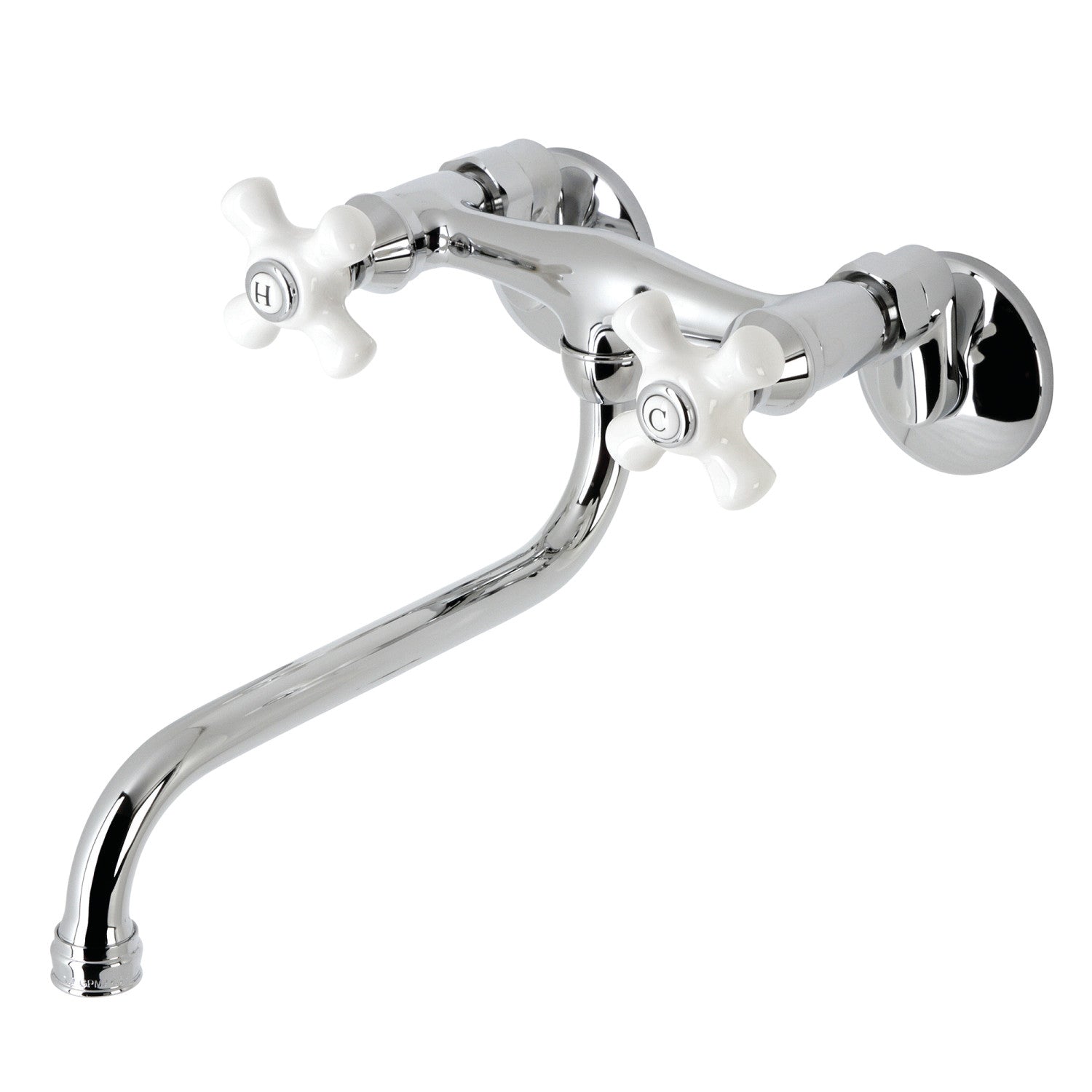 Kingston Heirloom KS616C - Kingston Double-Handle 2-Hole Wall Mount Bathroom Faucet, Polished Chrome