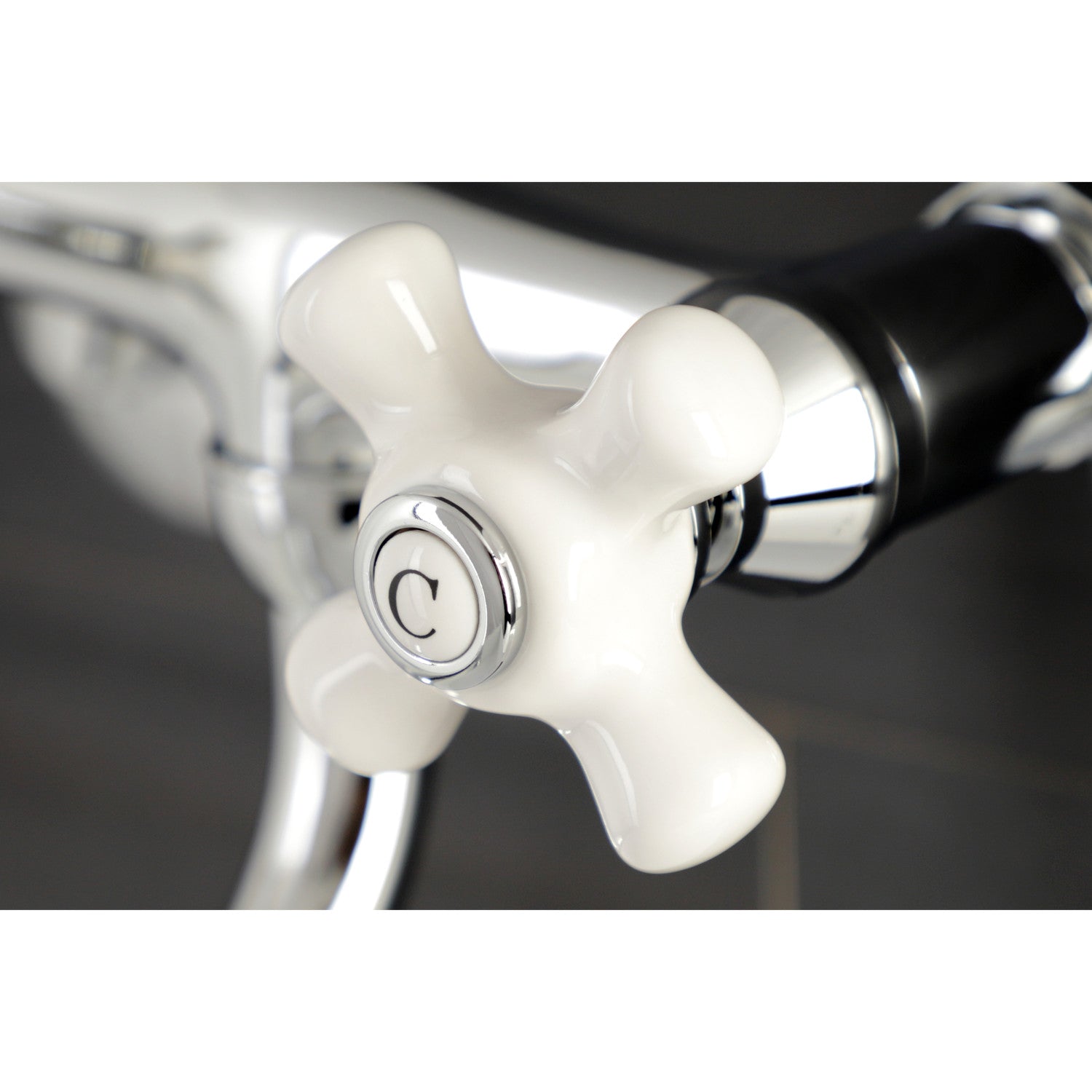 Kingston Heirloom KS616C - Kingston Double-Handle 2-Hole Wall Mount Bathroom Faucet, Polished Chrome — thumbnail 2