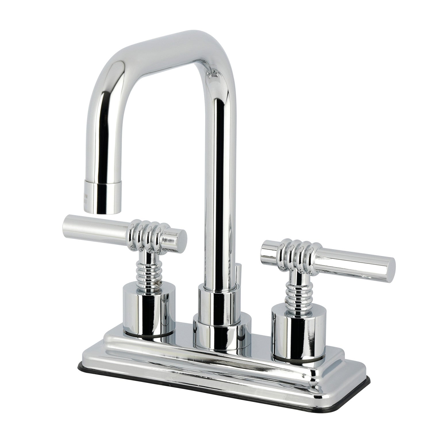 Kingston Milano KS6641ML Double-Handle 3-Hole Deck Mount 4-Inch Centerset Bathroom Faucet with Brass Pop-Up, Polished Chrome