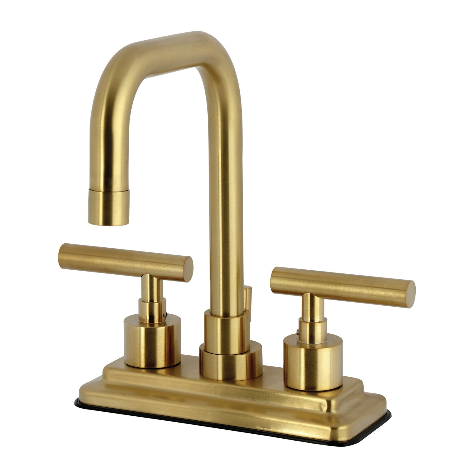 Kingston Sona KS6647CML - Manhattan Double-Handle 3-Hole Deck Mount 4-Inch Centerset Bathroom Faucet with Brass Pop-Up, Brushed Brass