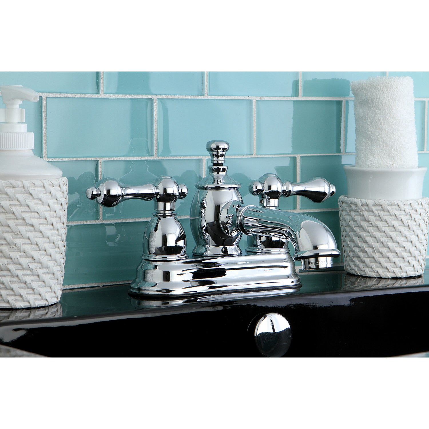 Kingston Tulare KS7001AL - English Country Double-Handle 3-Hole Deck Mount 4-Inch Centerset Bathroom Faucet with Brass Pop-Up, Polished Chrome — thumbnail 2