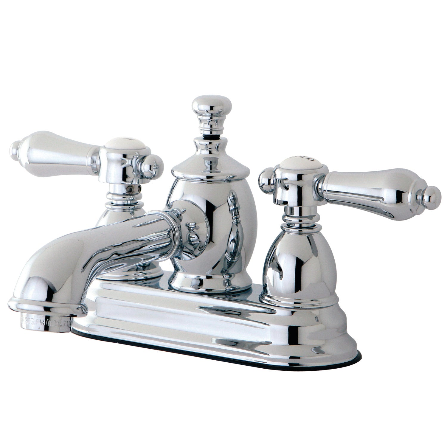 Kingston Tulare KS7001BAL - Heirloom Double-Handle 3-Hole Deck Mount 4-Inch Centerset Bathroom Faucet with Brass Pop-Up, Polished Chrome