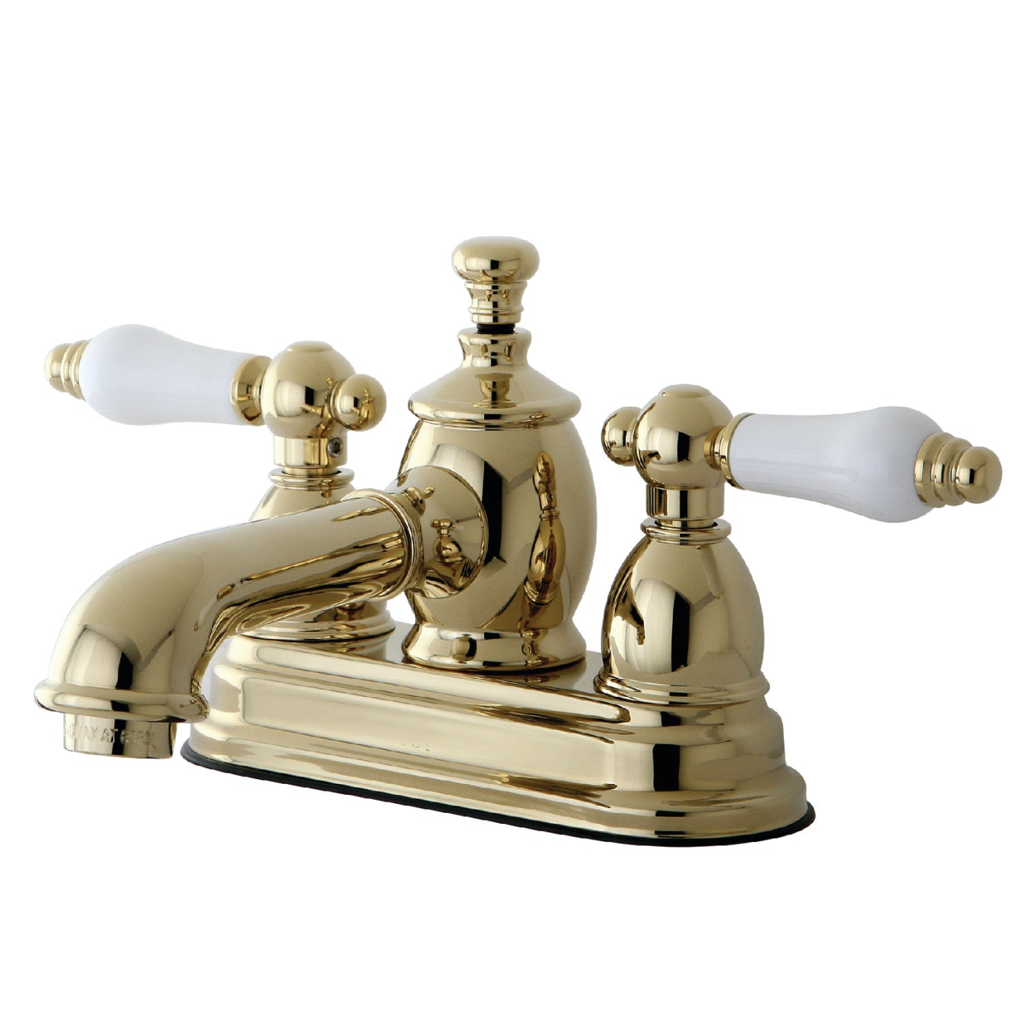 Kingston Tulare KS7002PL - English Country Double-Handle 3-Hole Deck Mount 4-Inch Centerset Bathroom Faucet with Brass Pop-Up, Polished Brass