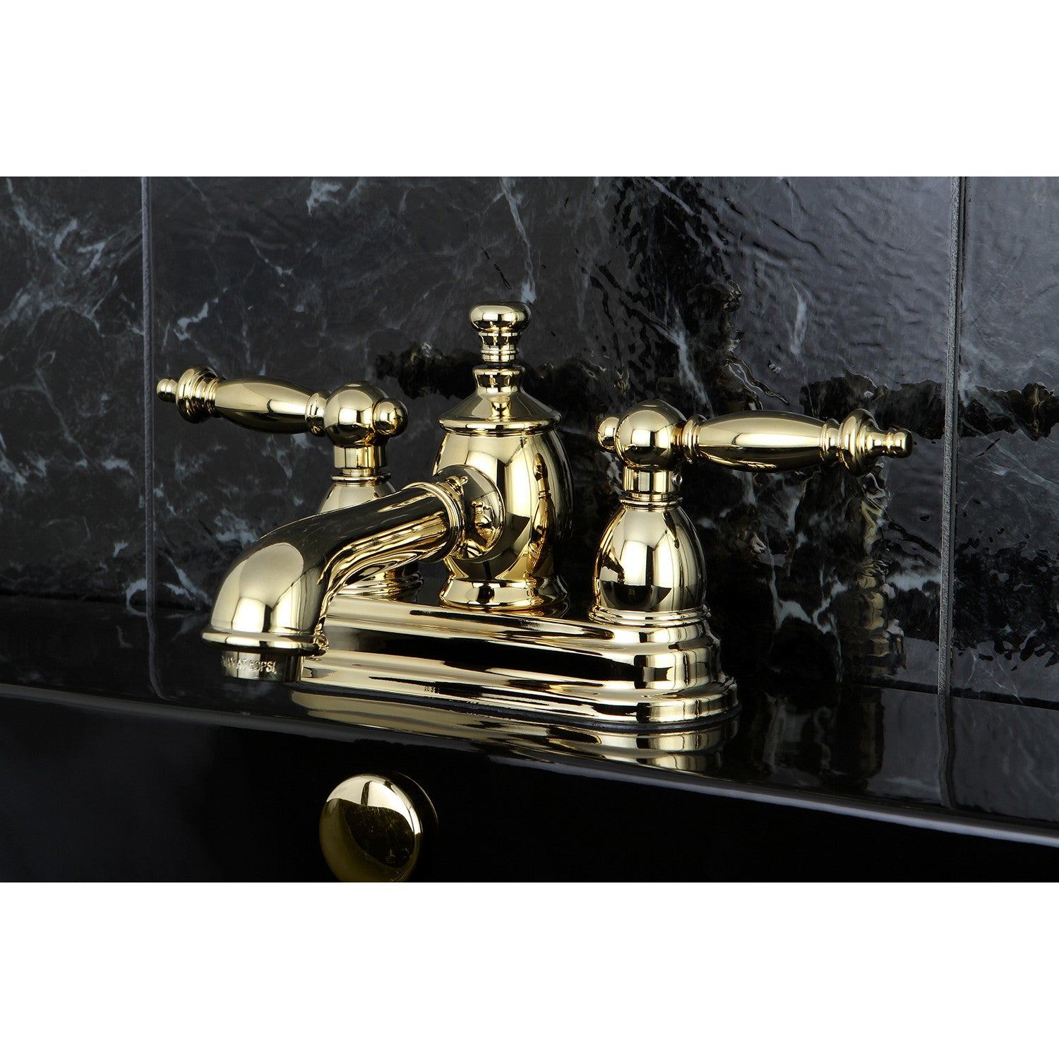 Kingston Tulare KS7002TL - Templeton Double-Handle 3-Hole Deck Mount 4-Inch Centerset Bathroom Faucet with Brass Pop-Up, Polished Brass — thumbnail 2