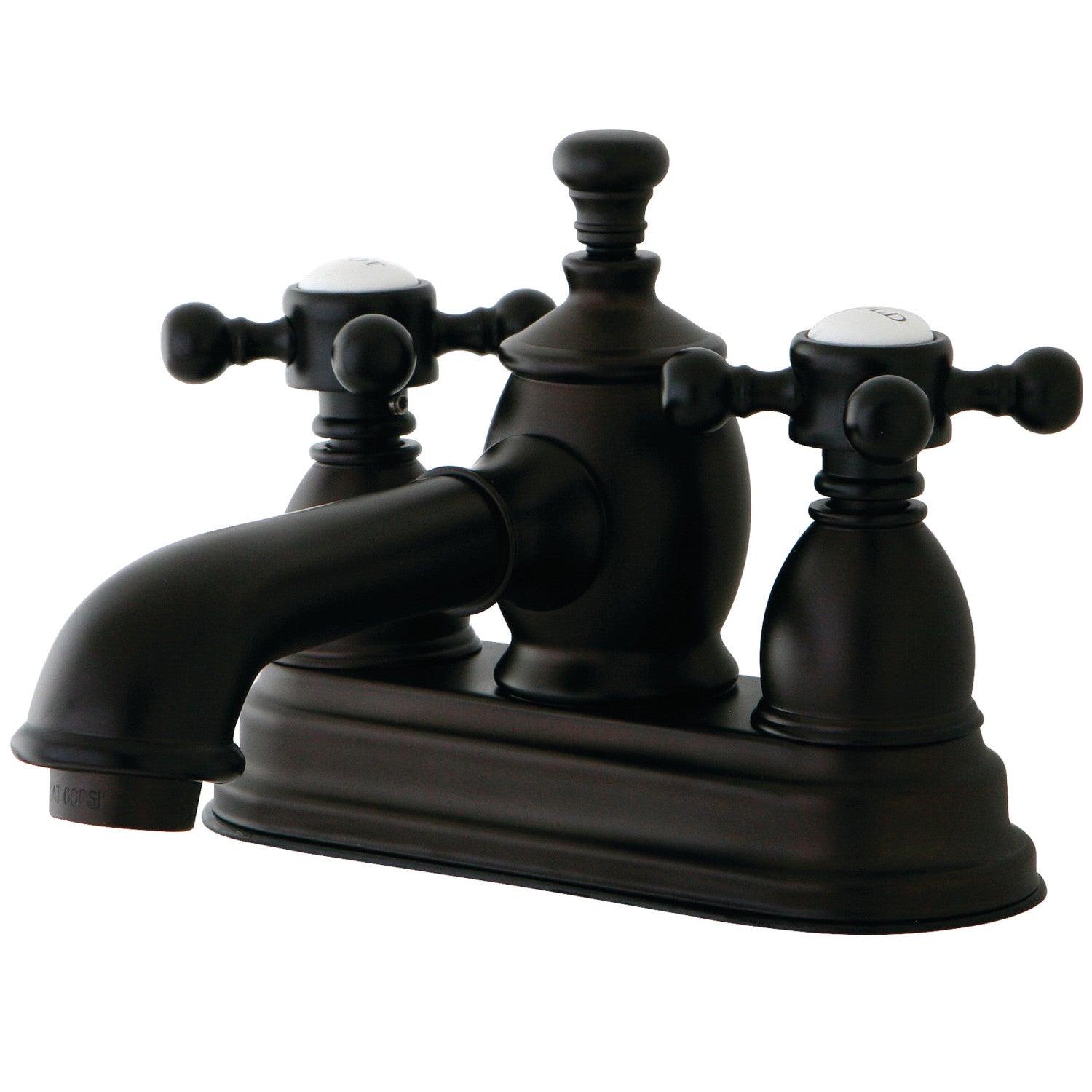 Kingston Tulare KS7005BX - English Country Double-Handle 3-Hole Deck Mount 4-Inch Centerset Bathroom Faucet with Brass Pop-Up, Oil Rubbed Bronze