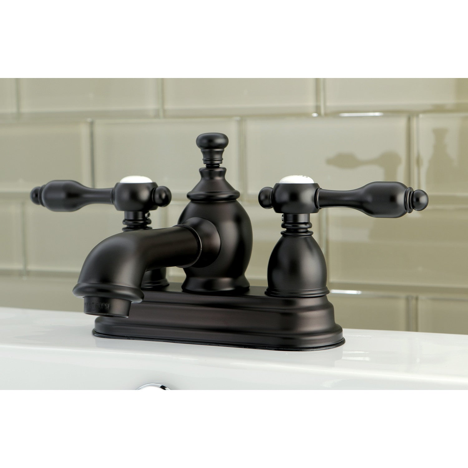 Kingston Tulare KS7005TAL - Tudor Double-Handle 3-Hole Deck Mount 4-Inch Centerset Bathroom Faucet with Brass Pop-Up, Oil Rubbed Bronze — thumbnail 2
