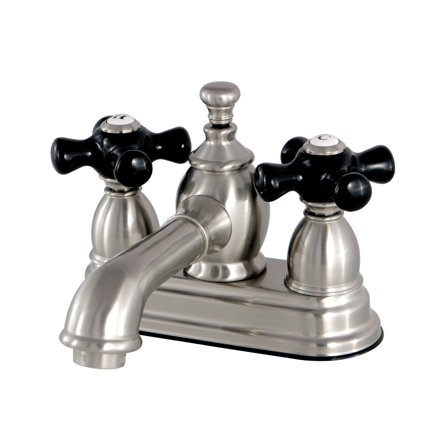 Kingston Tulare KS7008PKX - Duchess Double-Handle 3-Hole Deck Mount 4-Inch Centerset Bathroom Faucet with Brass Pop-Up, Brushed Nickel