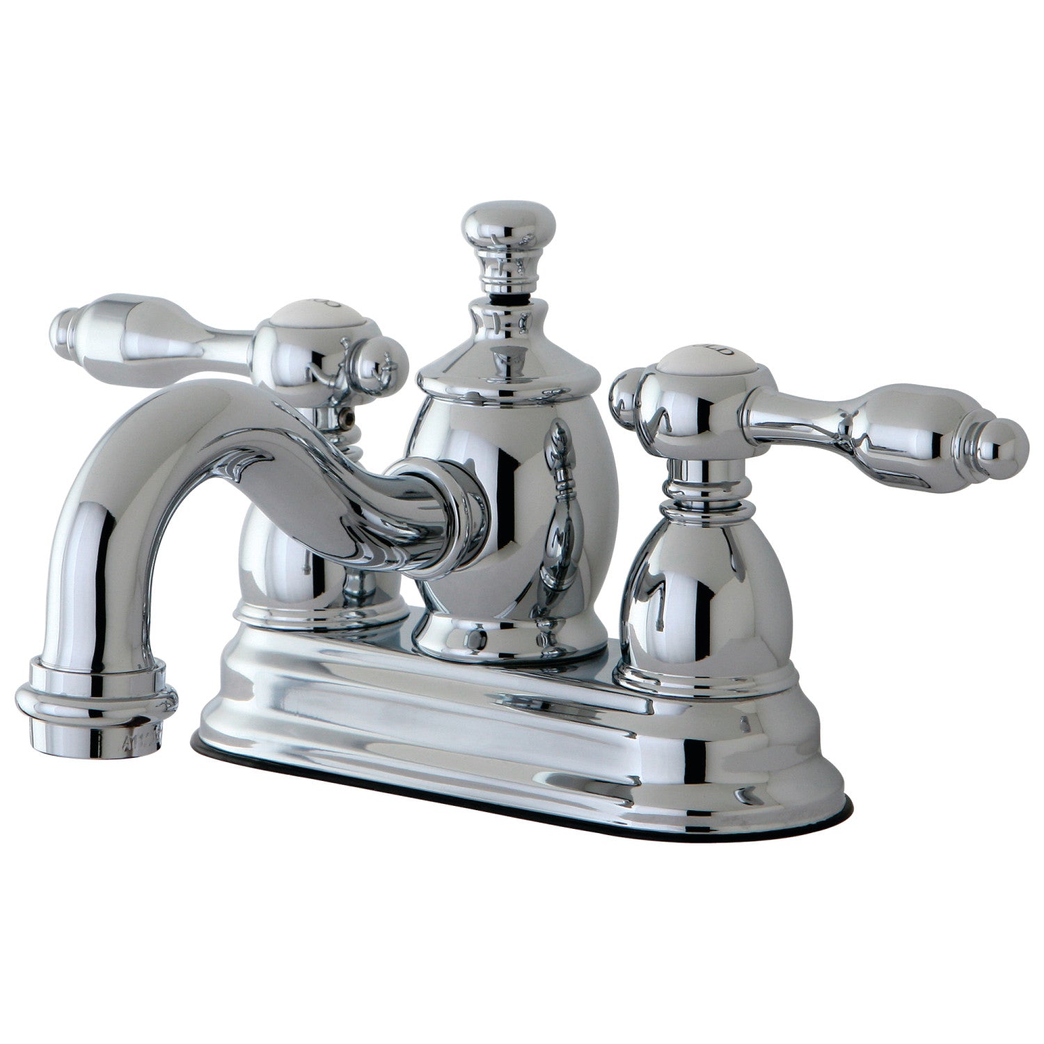 Kingston Heirloom KS7101TAL - Tudor Double-Handle 3-Hole Deck Mount 4-Inch Centerset Bathroom Faucet with Brass Pop-Up, Polished Chrome