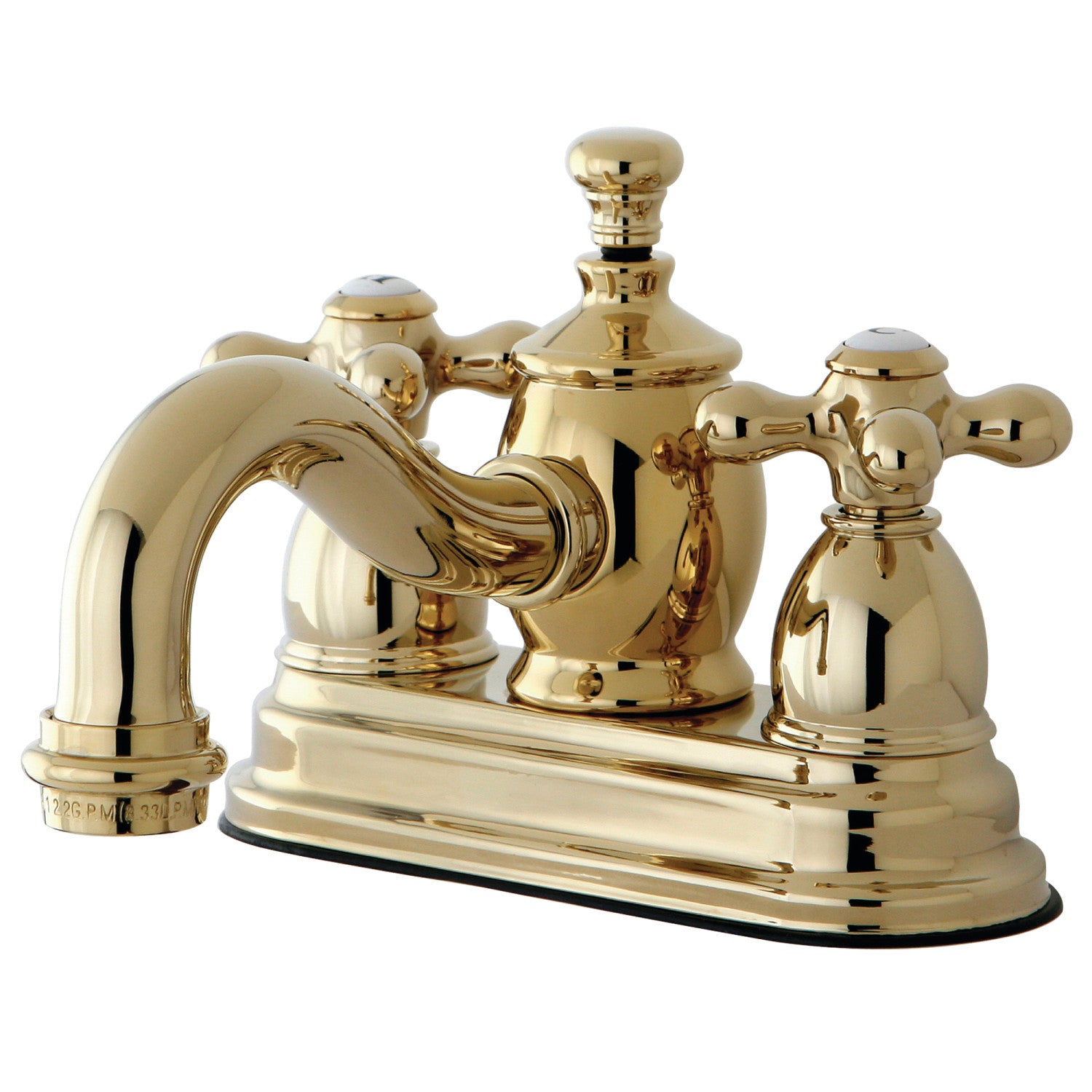 Kingston Heirloom KS7102AX - English Country Double-Handle 3-Hole Deck Mount 4-Inch Centerset Bathroom Faucet with Brass Pop-Up, Polished Brass