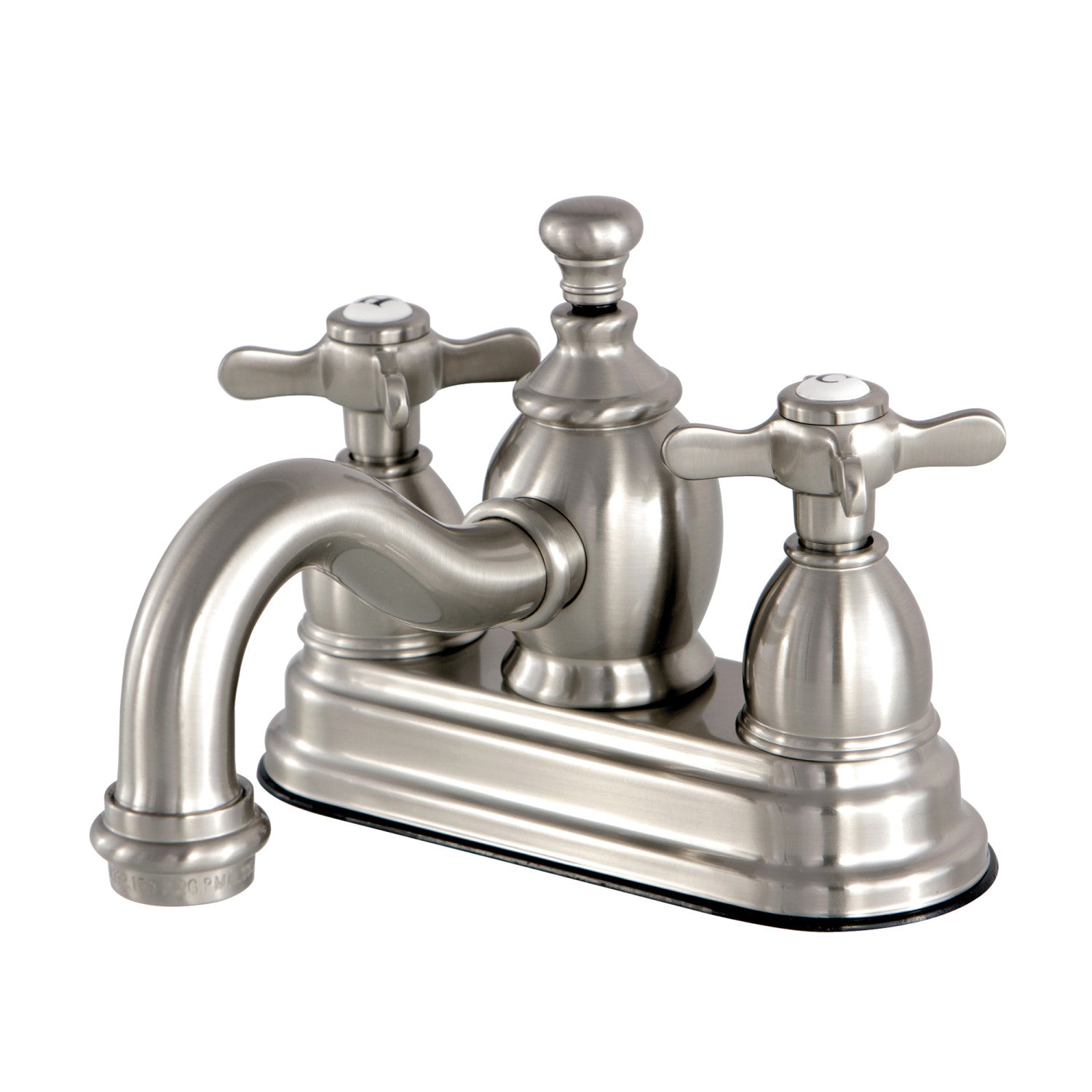 Kingston Heirloom KS7108BEX - Essex Double-Handle 3-Hole Deck Mount 4-Inch Centerset Bathroom Faucet with Brass Pop-Up, Brushed Nickel