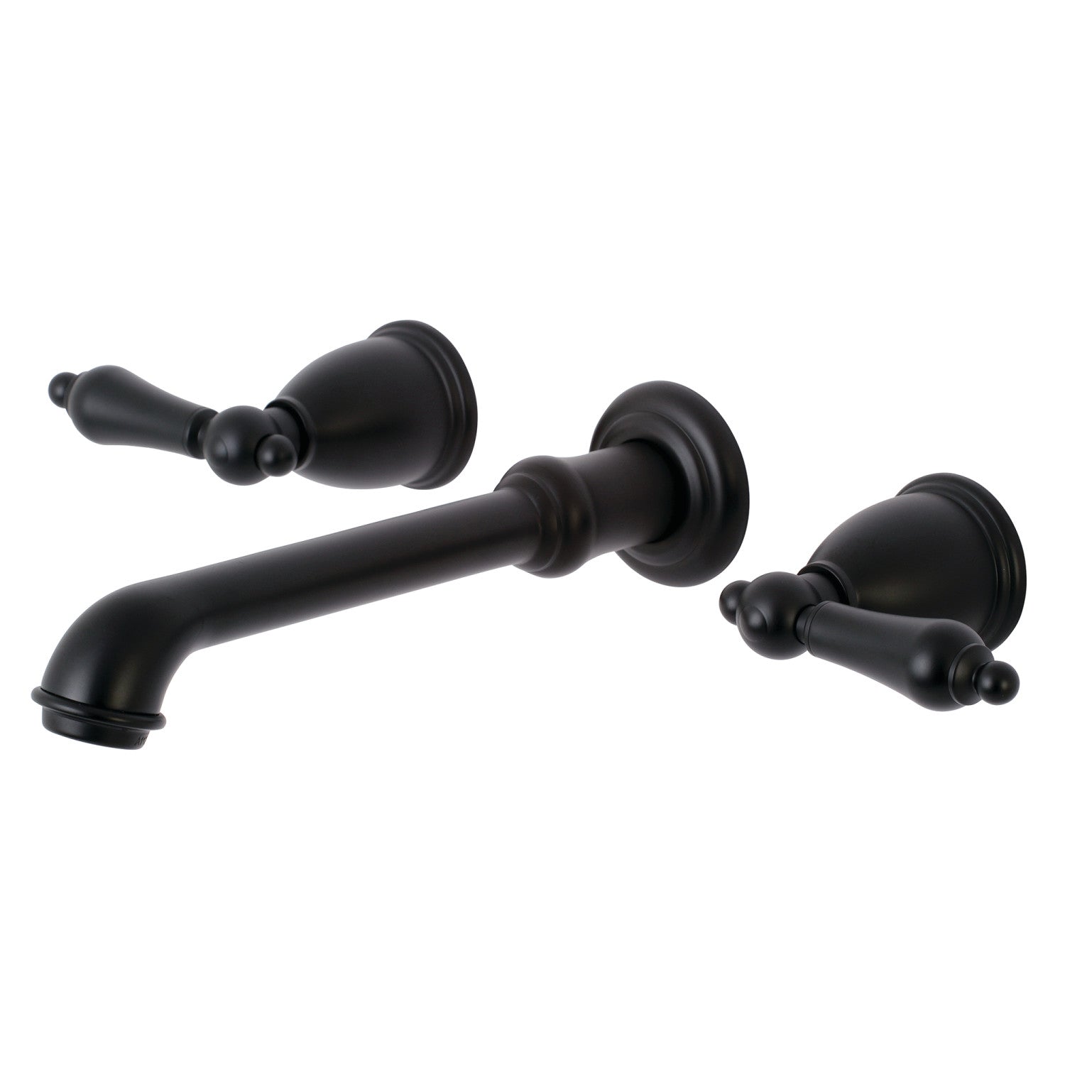 Kingston Tulare KS7120AL - English Country Double-Handle 3-Hole Wall Mount Bathroom Faucet, Matte Black