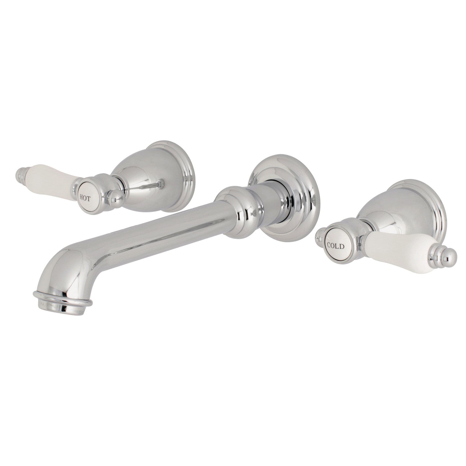 Kingston Tulare KS7121BPL - Bel-Air Double-Handle 3-Hole Wall Mount Bathroom Faucet, Polished Chrome