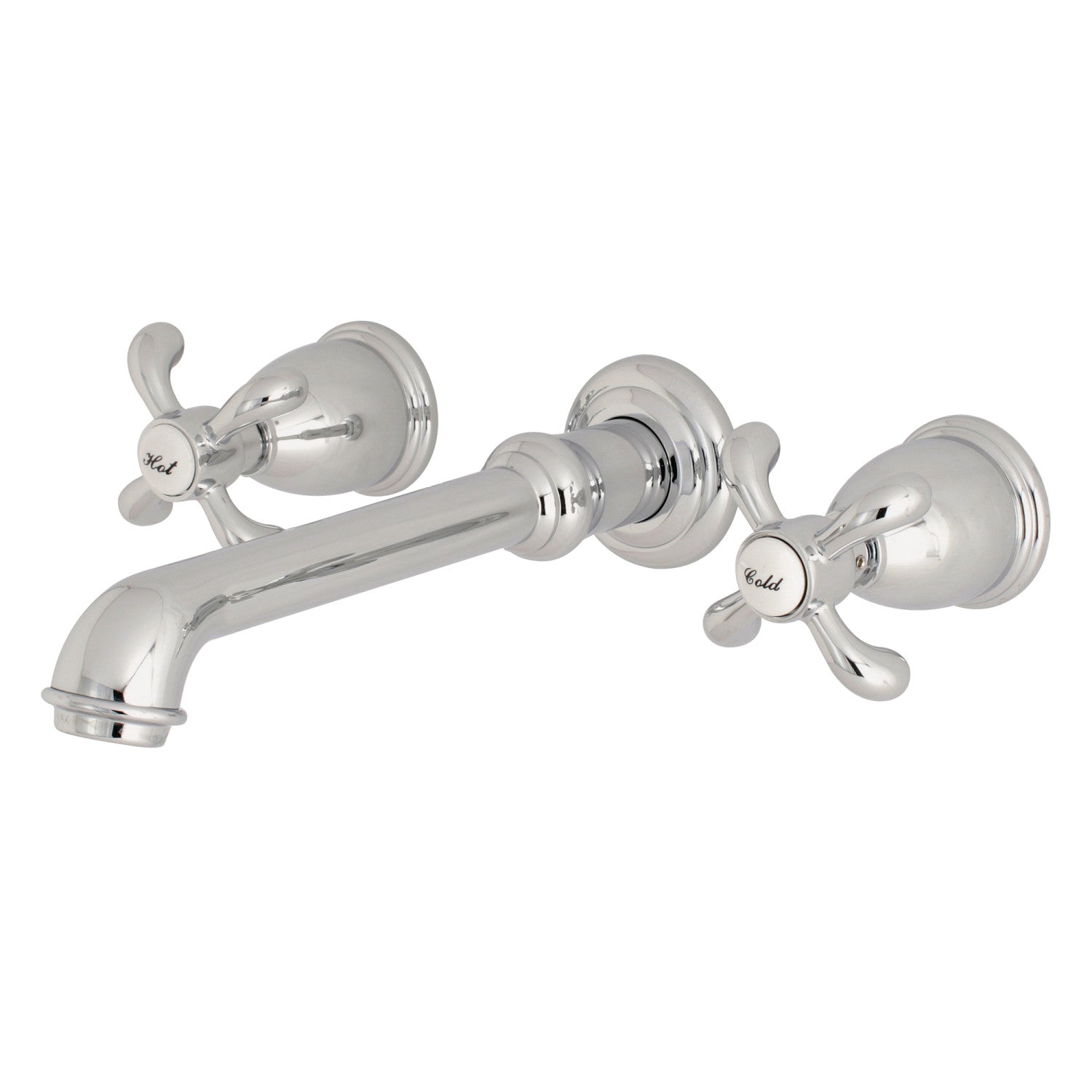 Kingston Tulare KS7121TX - French Country Double-Handle 3-Hole Wall Mount Bathroom Faucet, Polished Chrome