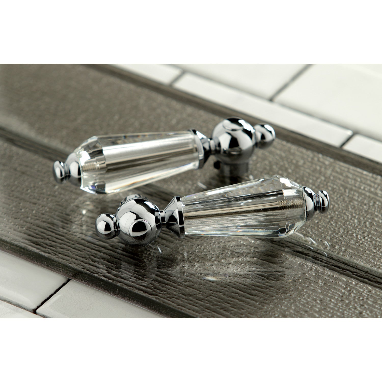 Kingston Tulare KS7121WLL - Wilshire Double-Handle 3-Hole Wall Mount Bathroom Faucet, Polished Chrome — thumbnail 3