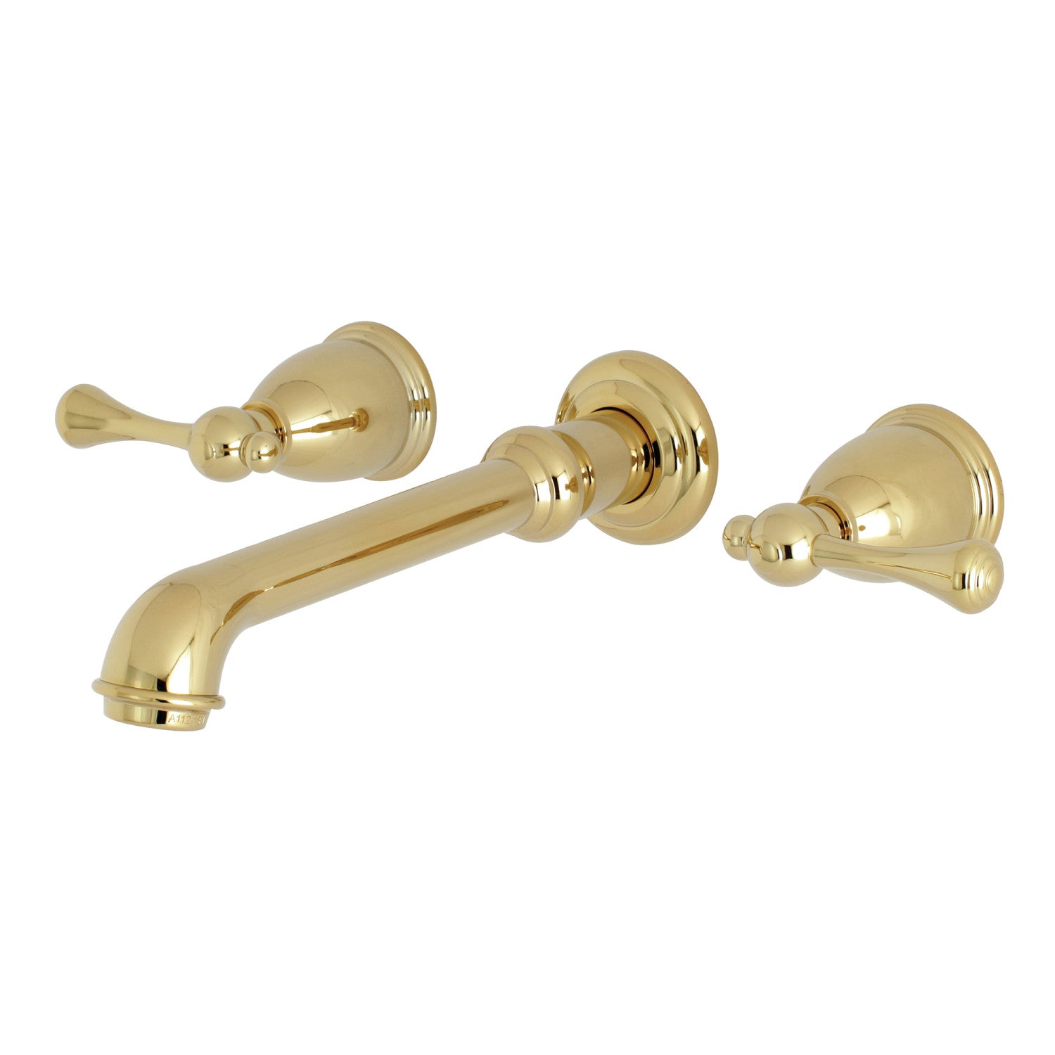 Kingston Tulare KS7122BL - English Country Double-Handle 3-Hole Wall Mount Bathroom Faucet, Polished Brass