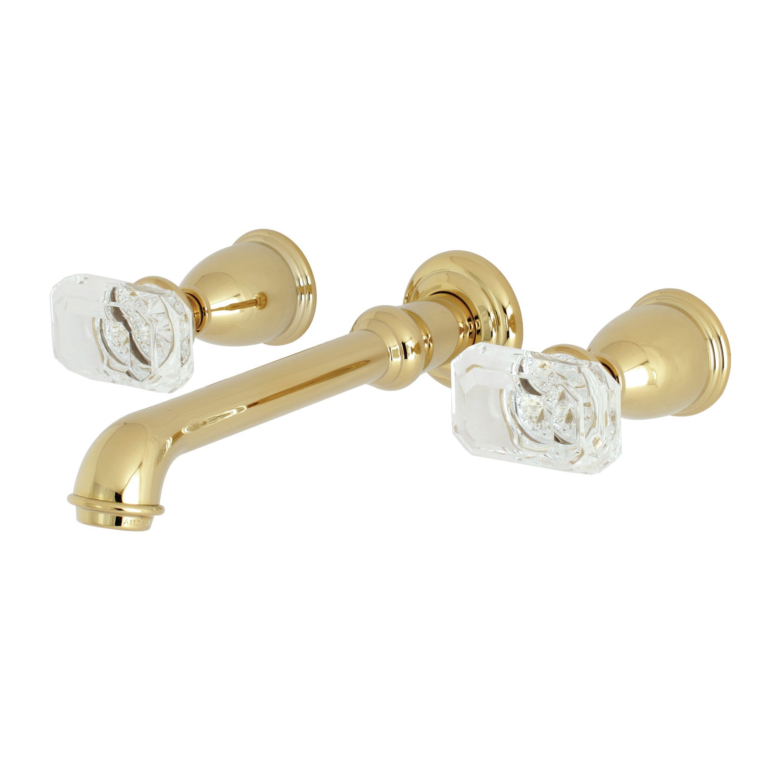 Kingston Tulare KS7122KRL - Krystal Onyx Double-Handle 3-Hole Wall Mount Bathroom Faucet, Polished Brass