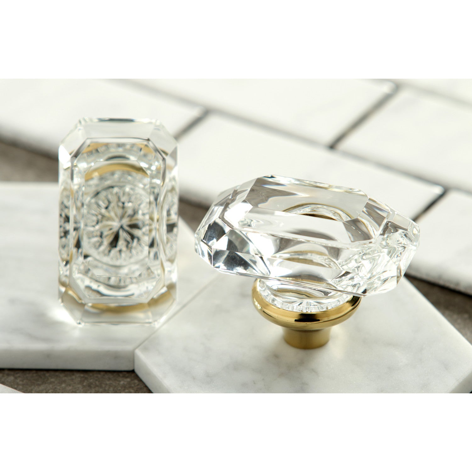 Kingston Tulare KS7122KRL - Krystal Onyx Double-Handle 3-Hole Wall Mount Bathroom Faucet, Polished Brass — thumbnail 3