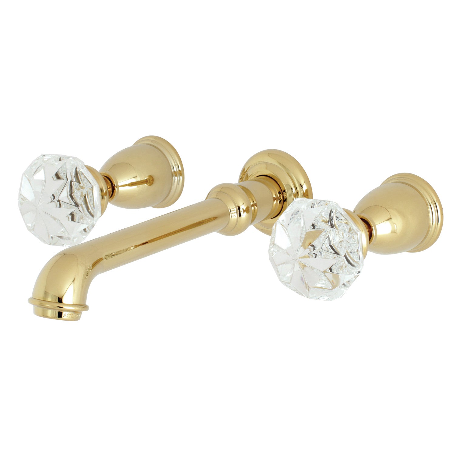 Kingston Tulare KS7122KWL - Krystal Onyx Double-Handle 3-Hole Wall Mount Bathroom Faucet, Polished Brass