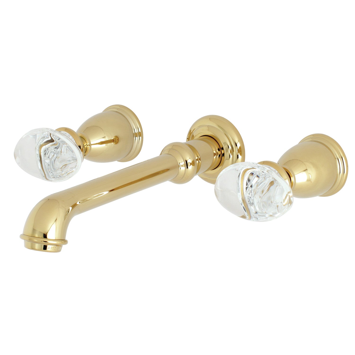 Kingston Tulare KS7122WVL - Krystal Onyx Double-Handle 3-Hole Wall Mount Bathroom Faucet, Polished Brass