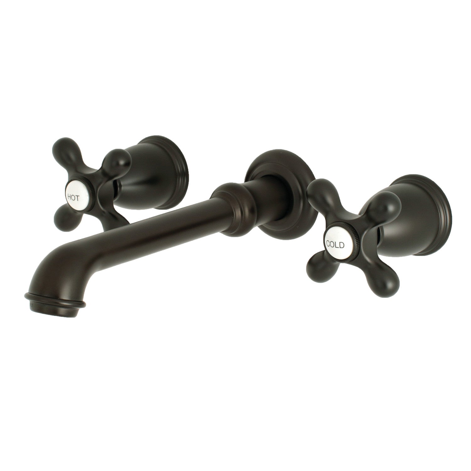 Kingston Tulare KS7125AX - English Country Double-Handle 3-Hole Wall Mount Bathroom Faucet, Oil Rubbed Bronze