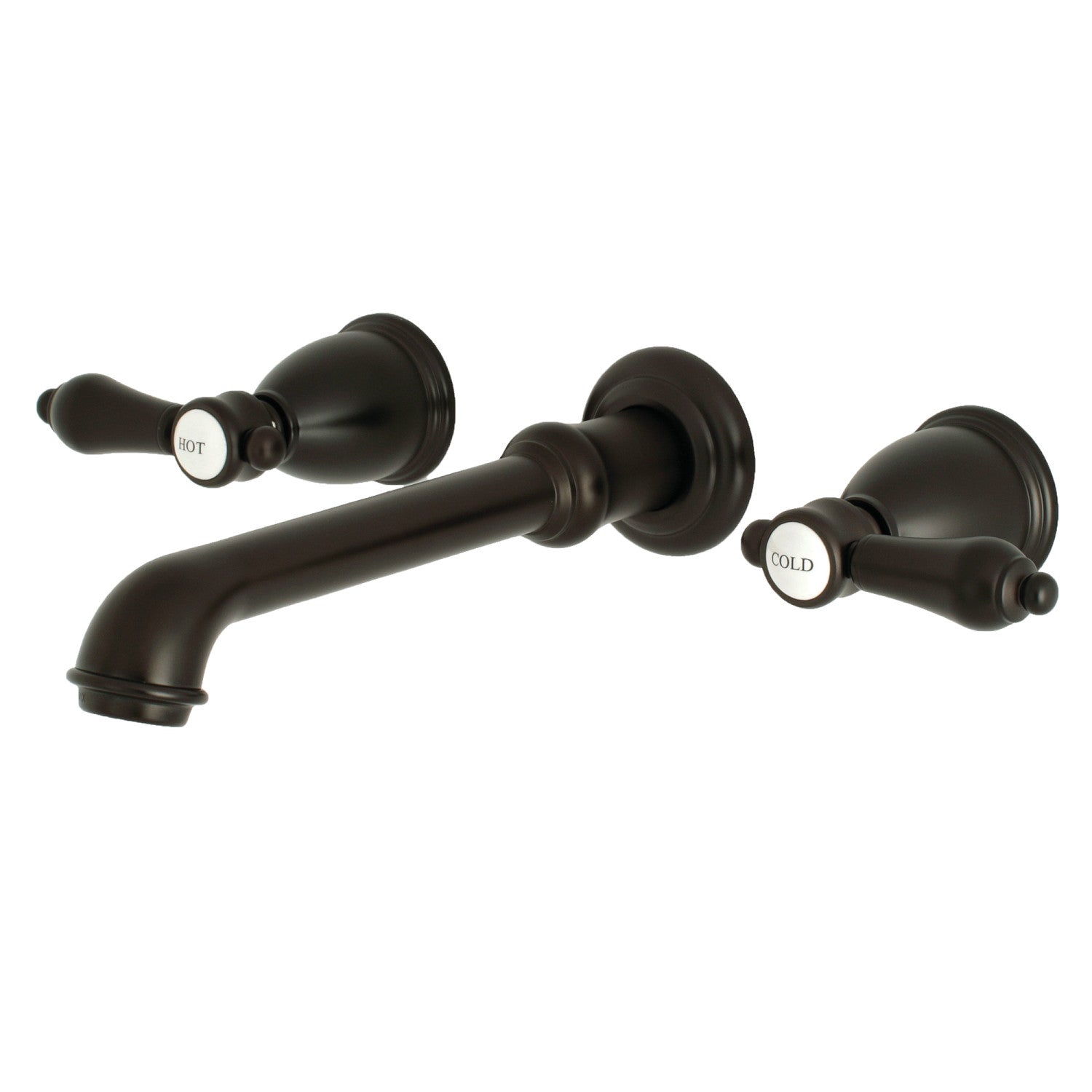 Kingston Tulare KS7125BAL - Heirloom Double-Handle 3-Hole Wall Mount Bathroom Faucet, Oil Rubbed Bronze