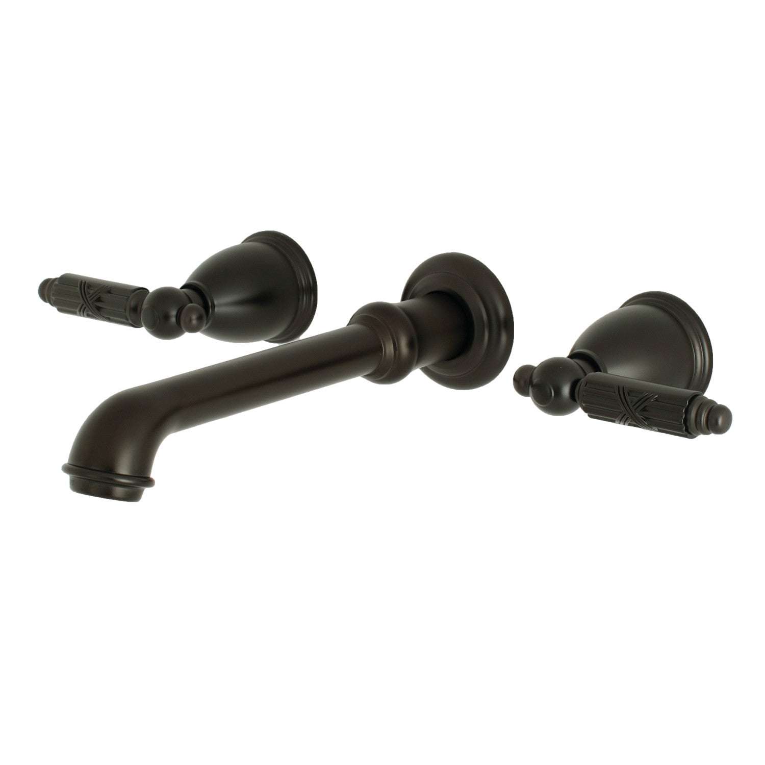 Kingston Tulare KS7125GL - Georgian Double-Handle 3-Hole Wall Mount Bathroom Faucet, Oil Rubbed Bronze