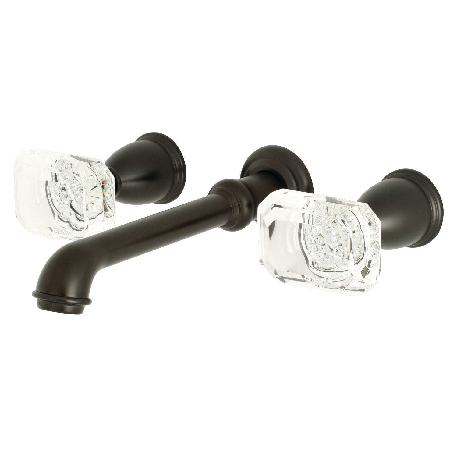 Kingston Tulare KS7125WQL - Krystal Onyx Double-Handle 3-Hole Wall Mount Bathroom Faucet, Oil Rubbed Bronze