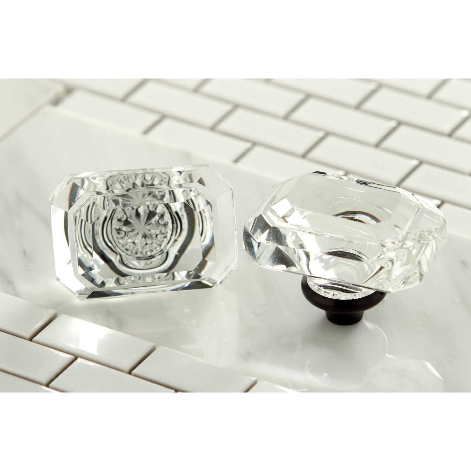 Kingston Tulare KS7125WQL - Krystal Onyx Double-Handle 3-Hole Wall Mount Bathroom Faucet, Oil Rubbed Bronze — thumbnail 3