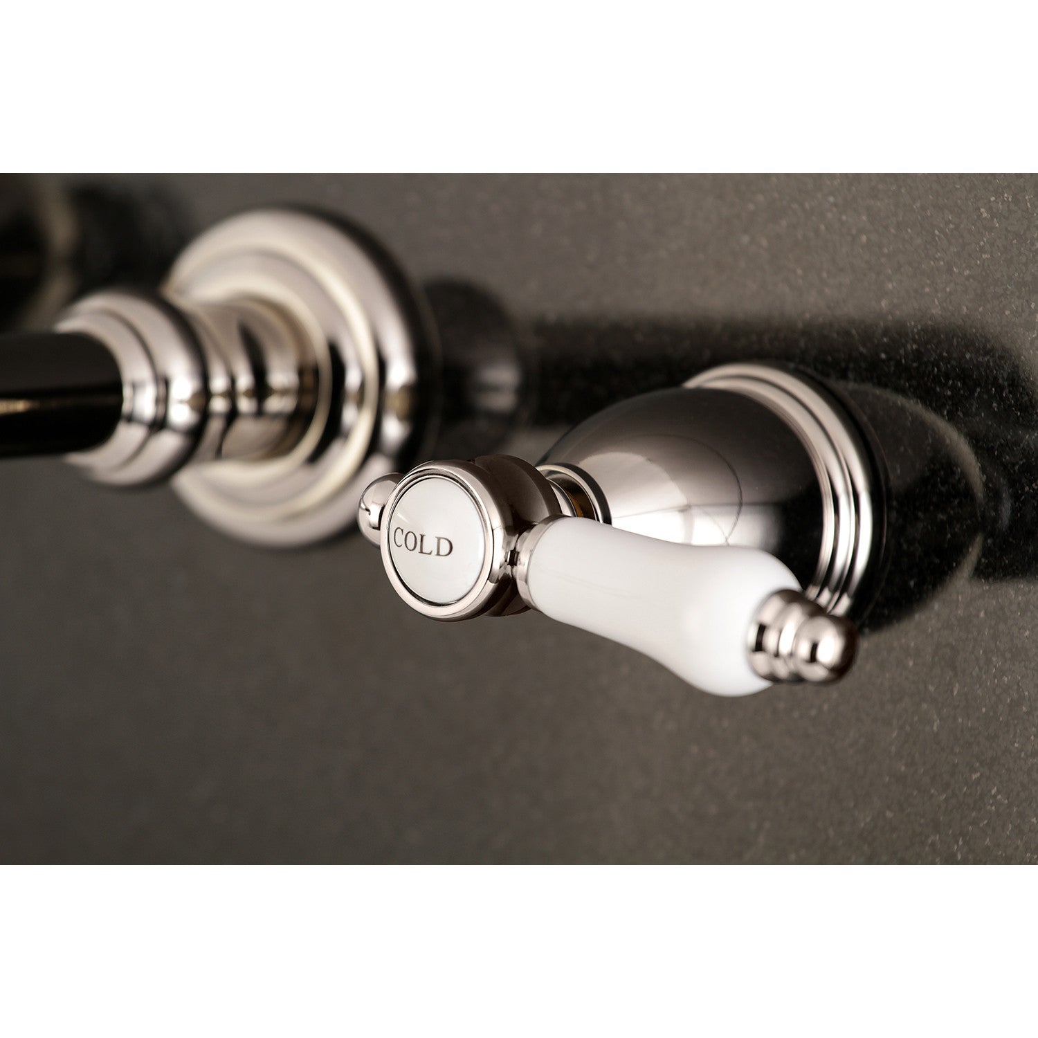 Kingston Tulare KS7126BPL - Bel-Air Double-Handle 3-Hole Wall Mount Bathroom Faucet, Polished Nickel — thumbnail 2