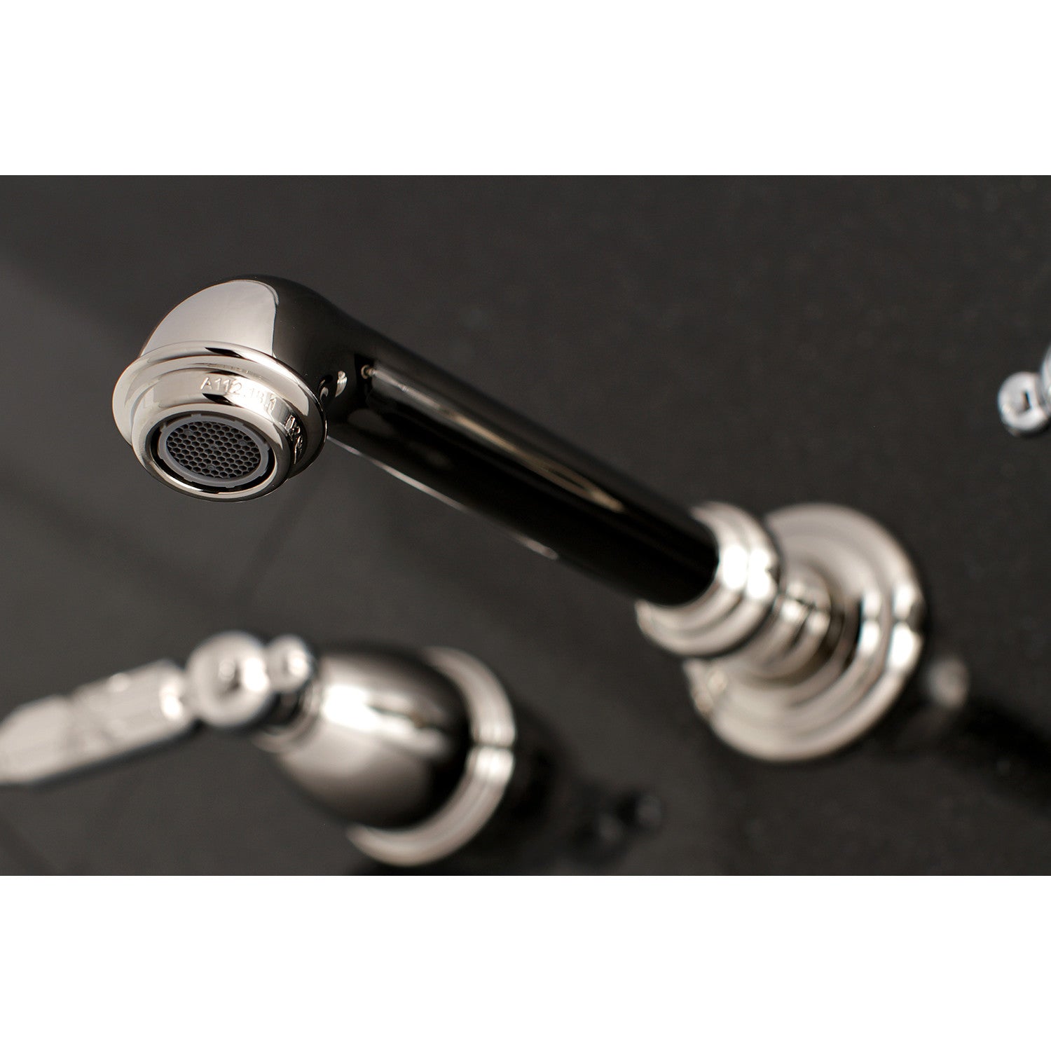 Kingston Tulare KS7126GL - Georgian Double-Handle 3-Hole Wall Mount Bathroom Faucet, Polished Nickel — thumbnail 3