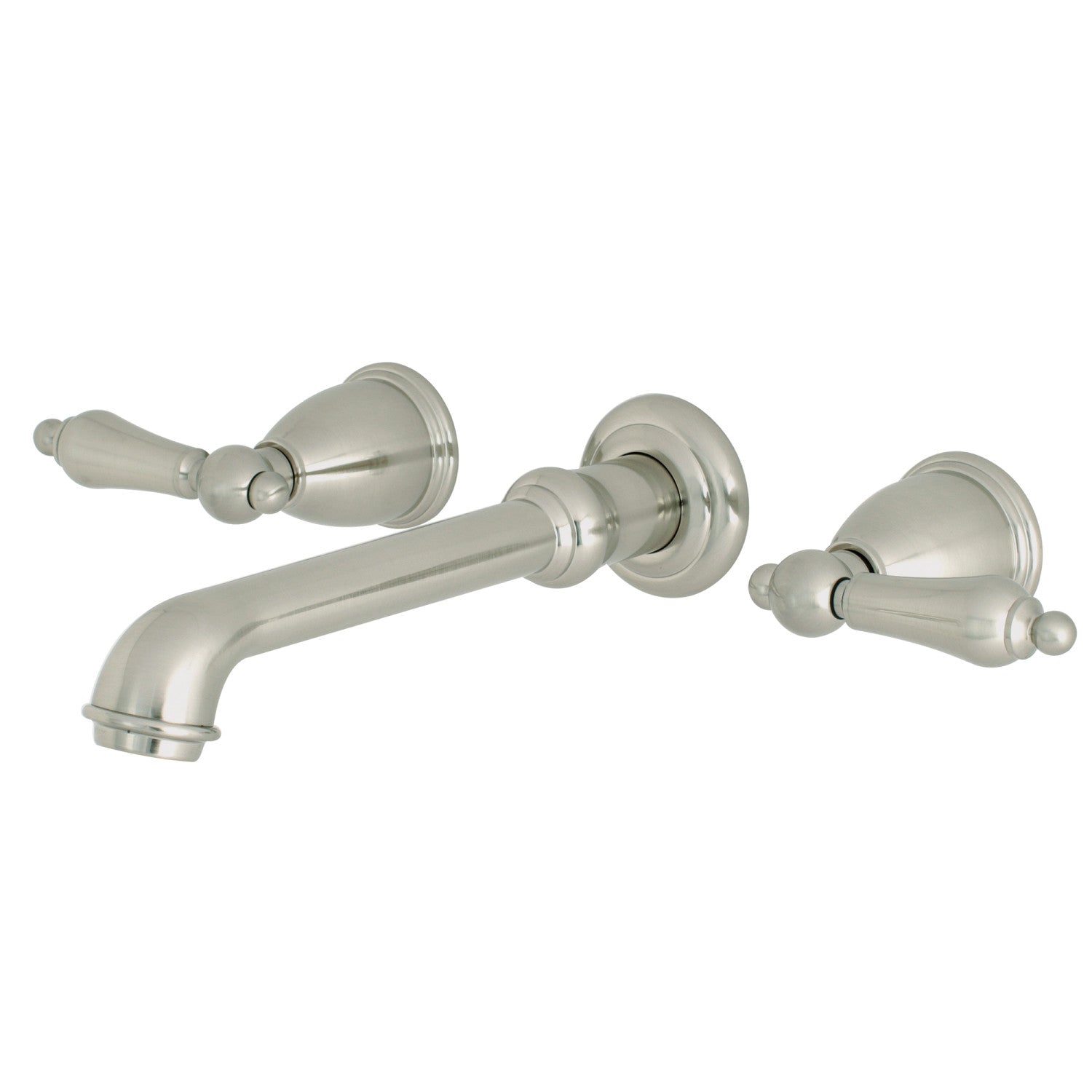 Kingston Tulare KS7128AL - English Country Double-Handle 3-Hole Wall Mount Bathroom Faucet, Brushed Nickel
