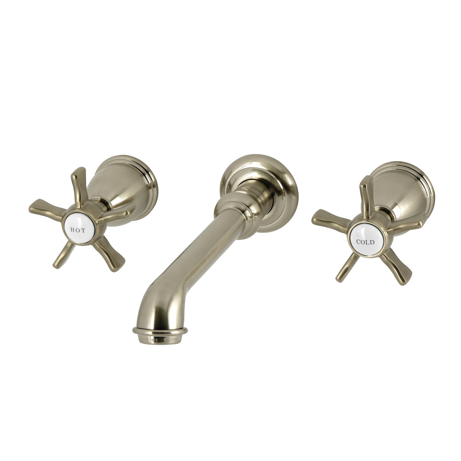 Kingston Tulare KS7128NX - Hamilton Double-Handle 3-Hole Wall Mount Bathroom Faucet, Brushed Nickel
