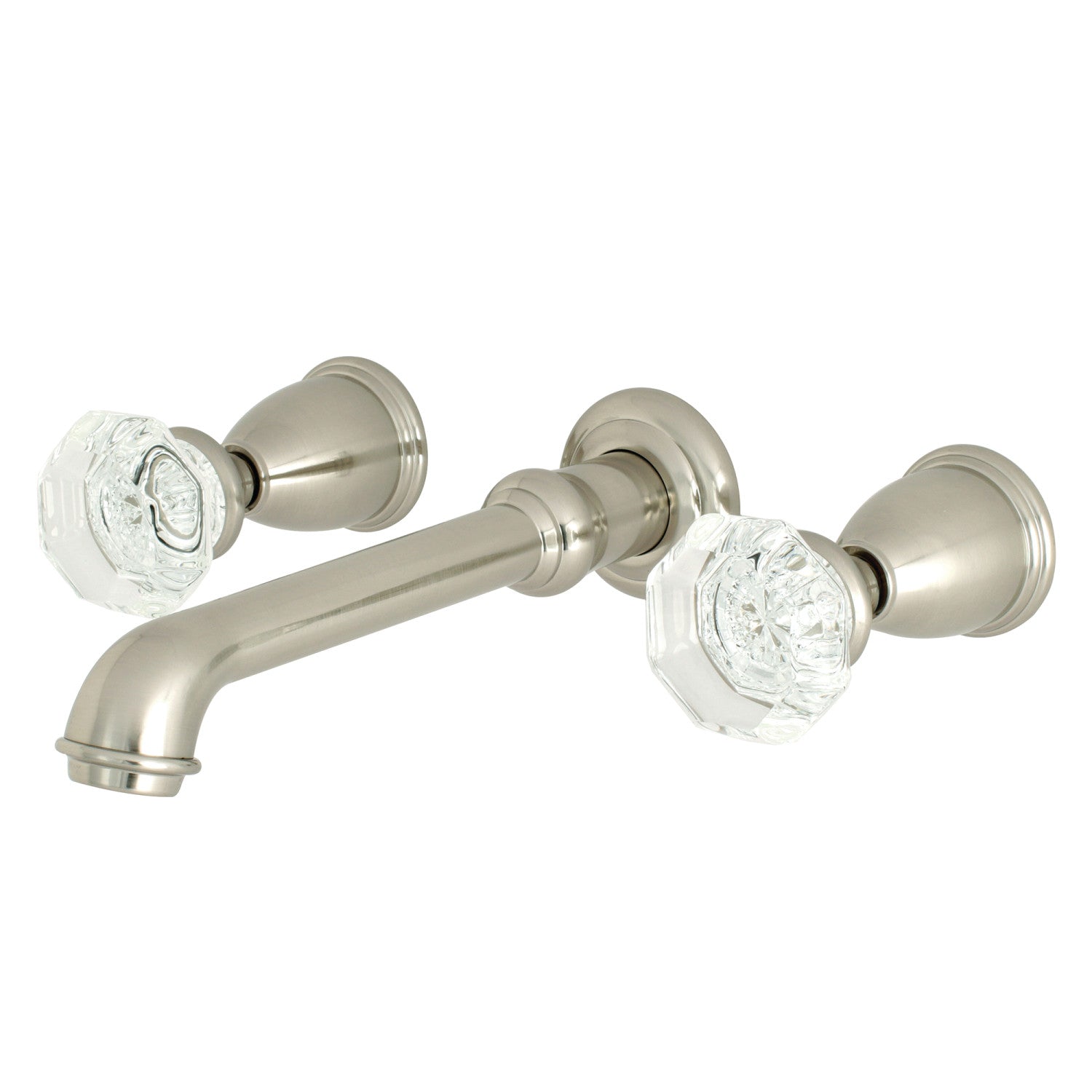 Kingston Tulare KS7128WCL - Celebrity Double-Handle 3-Hole Wall Mount Bathroom Faucet, Brushed Nickel