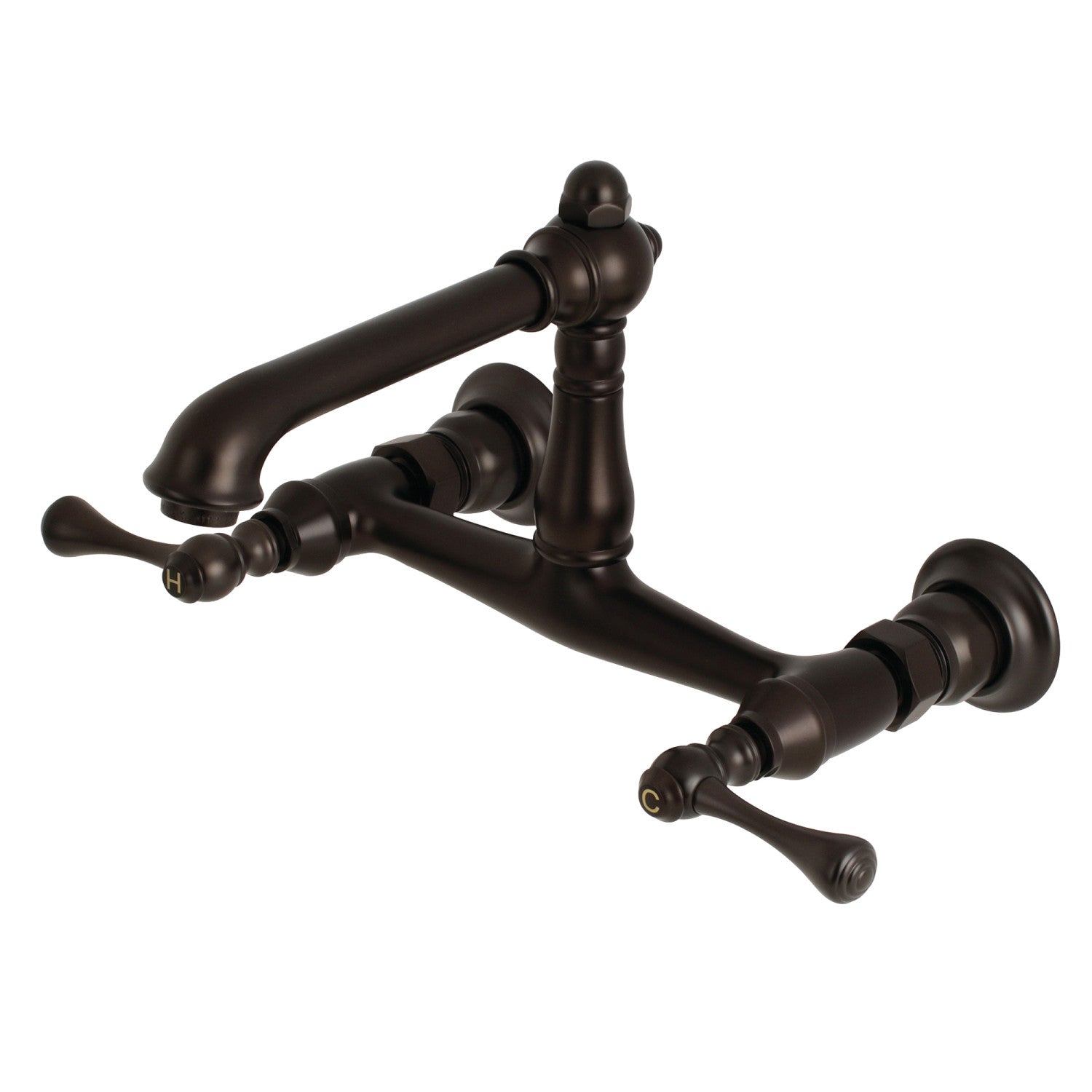 Kingston Heirloom KS7245BL - English Country Double-Handle 2-Hole Wall Mount Bathroom Faucet, Oil Rubbed Bronze