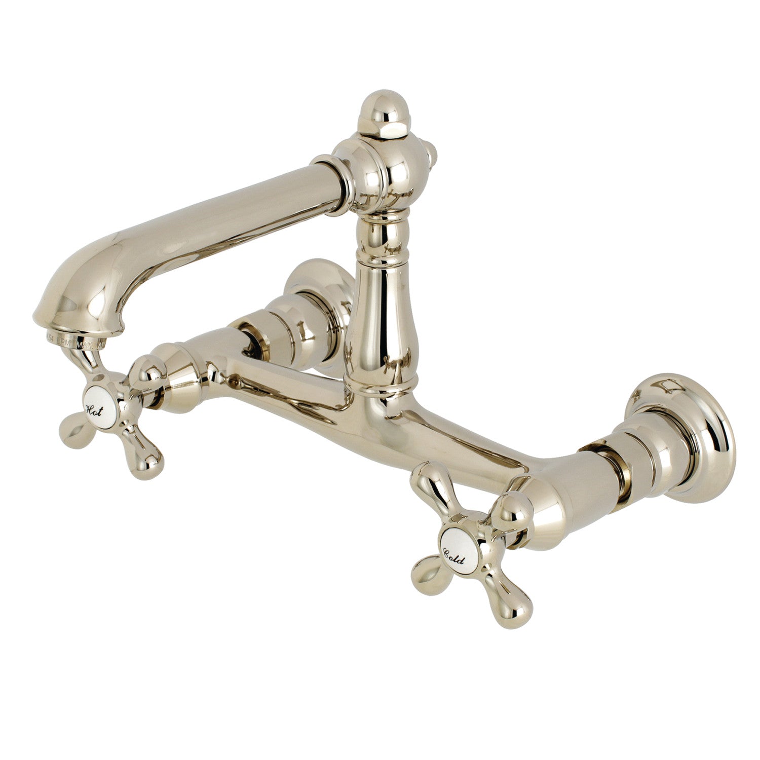 Kingston Heirloom KS7246AX - English Country Double-Handle 2-Hole Wall Mount Bathroom Faucet, Polished Nickel