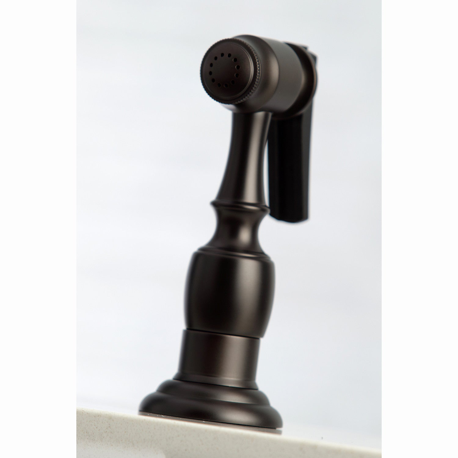 Kingston Tulare KS7275ALBS - English Country Two-Handle 4-Hole Deck Mount Bridge Kitchen Faucet with Brass Sprayer, Oil Rubbed Bronze — thumbnail 3