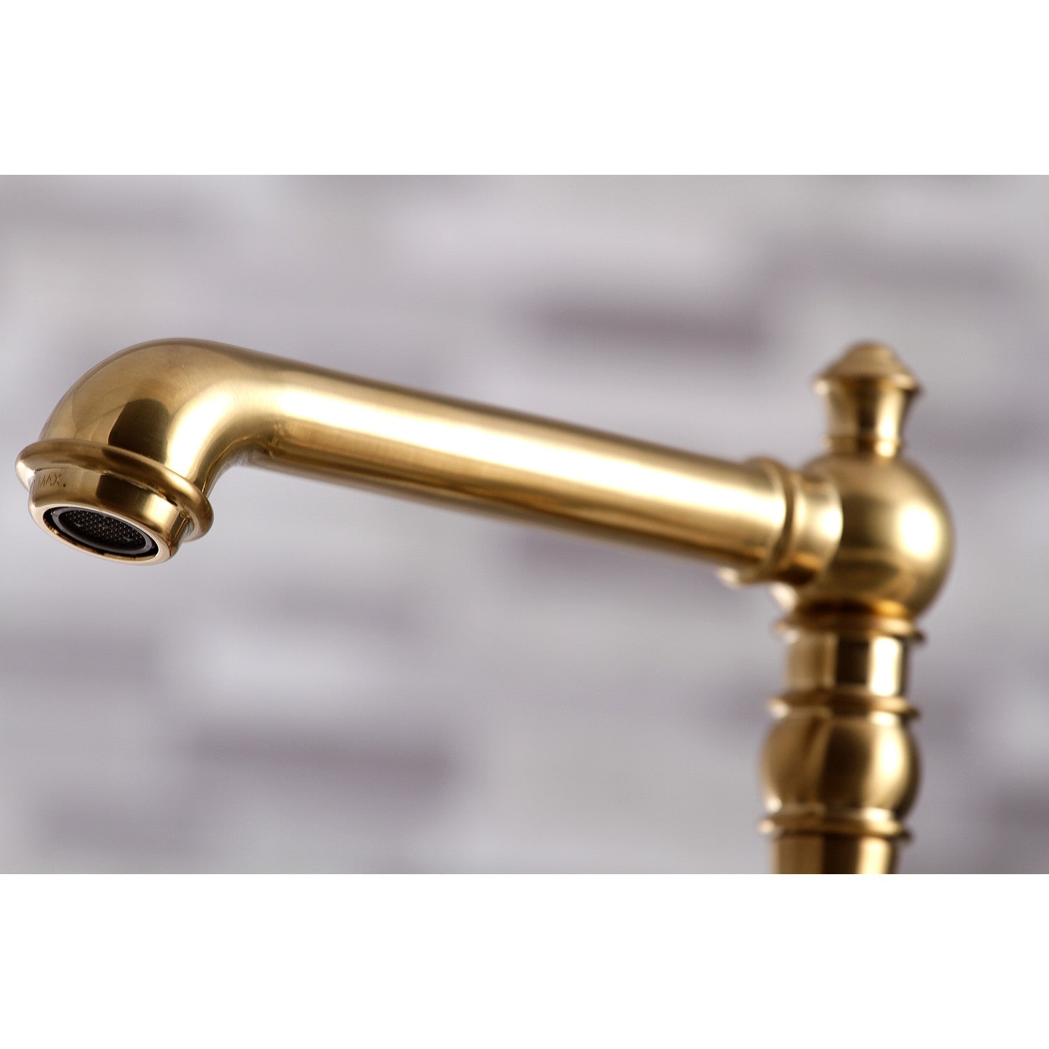 Kingston Tulare KS7277PXBS - English Country Two-Handle 4-Hole Deck Mount Bridge Kitchen Faucet with Brass Sprayer, Brushed Brass — thumbnail 2