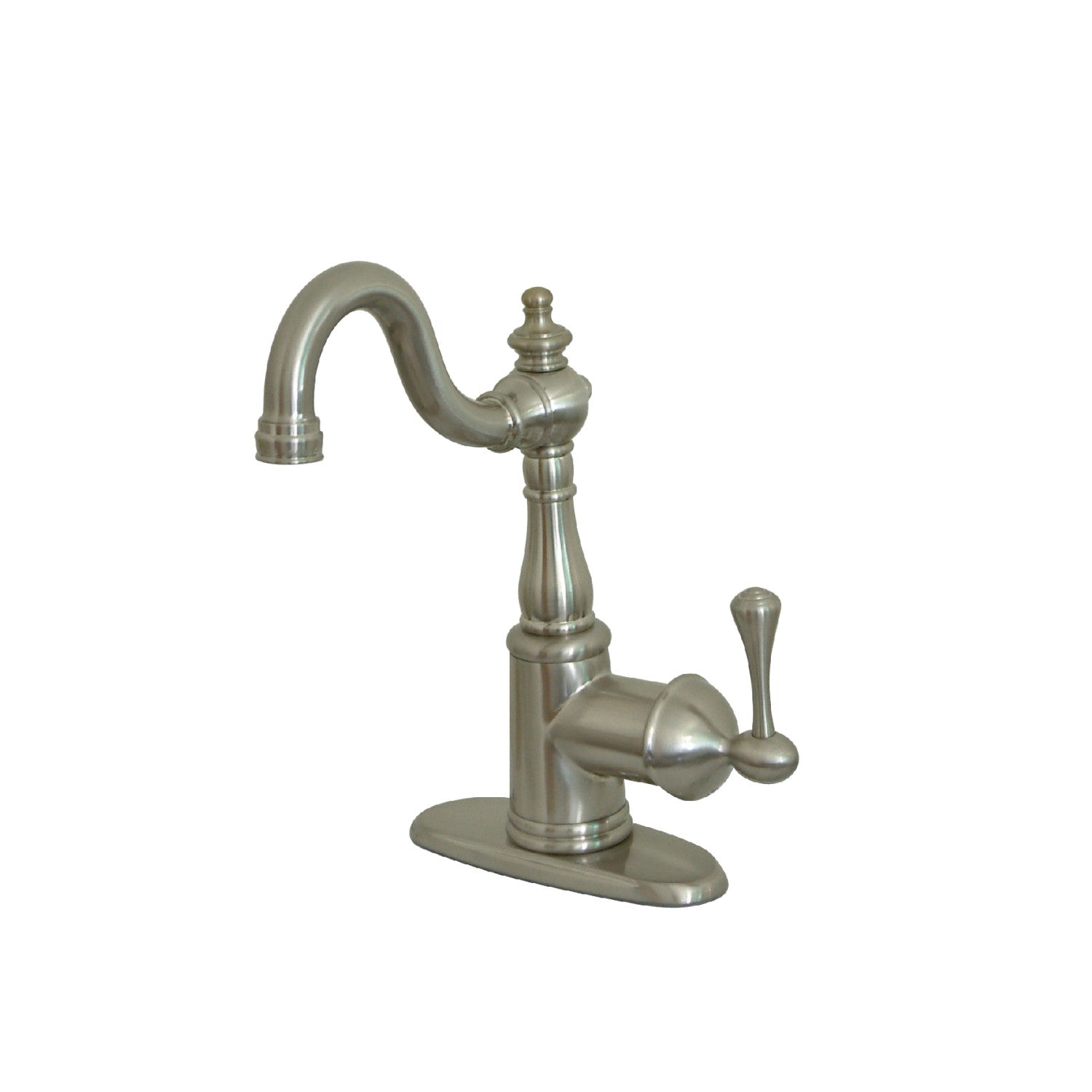 Kingston Heirloom KS7498BL - English Vintage One-Handle 1-Hole Deck Mount Bar Faucet, Brushed Nickel