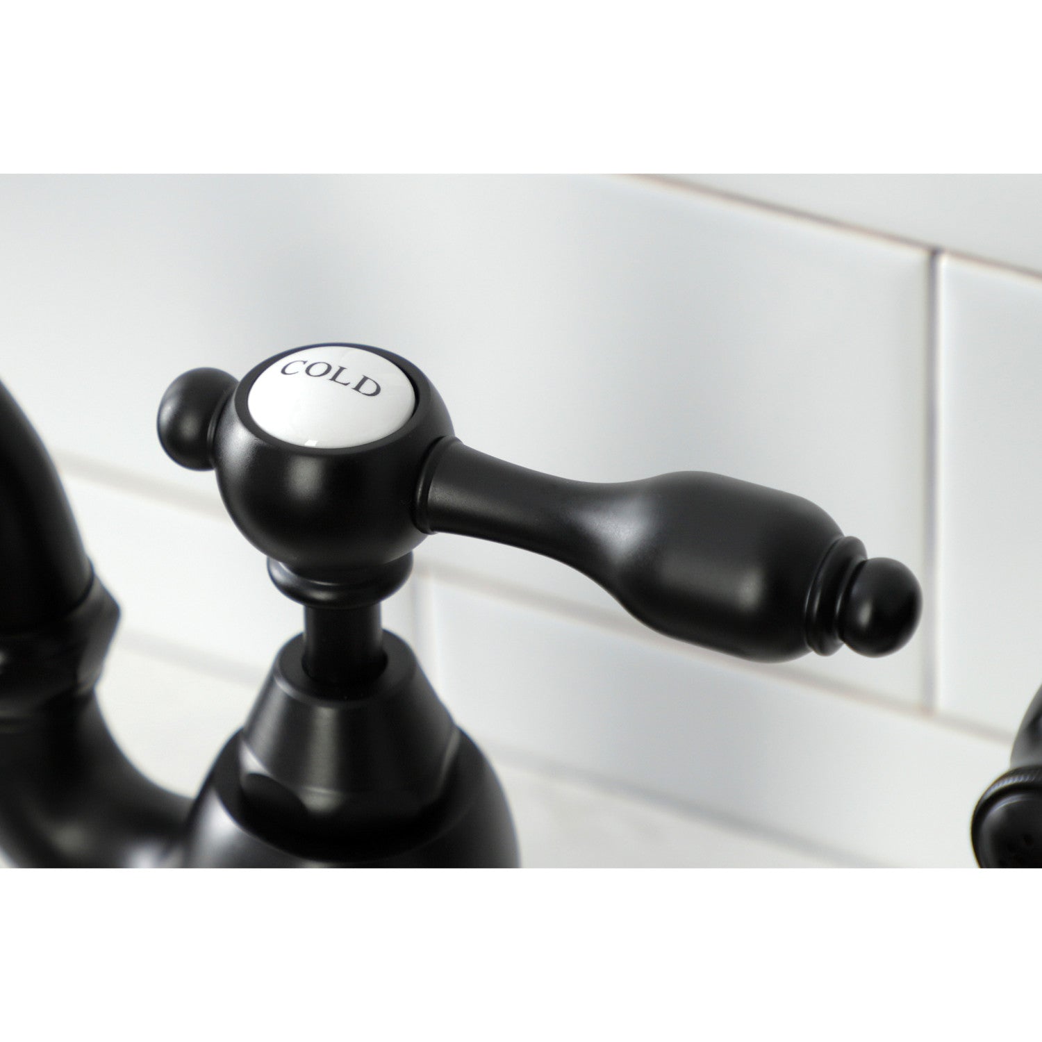 Kingston Heirloom KS7750TALBS - Tudor Two-Handle 3-Hole Deck Mount Bridge Kitchen Faucet with Brass Sprayer, Matte Black — thumbnail 3