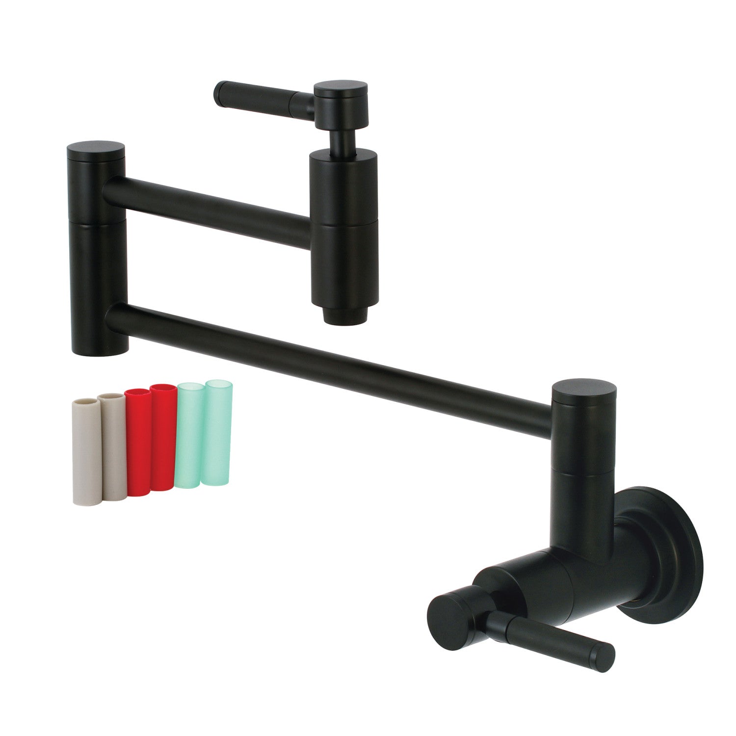 Kingston Sona KS8100DKL - Kaiser Two-Handle 1-Hole Wall Mount Pot Filler Faucet, Matte Black