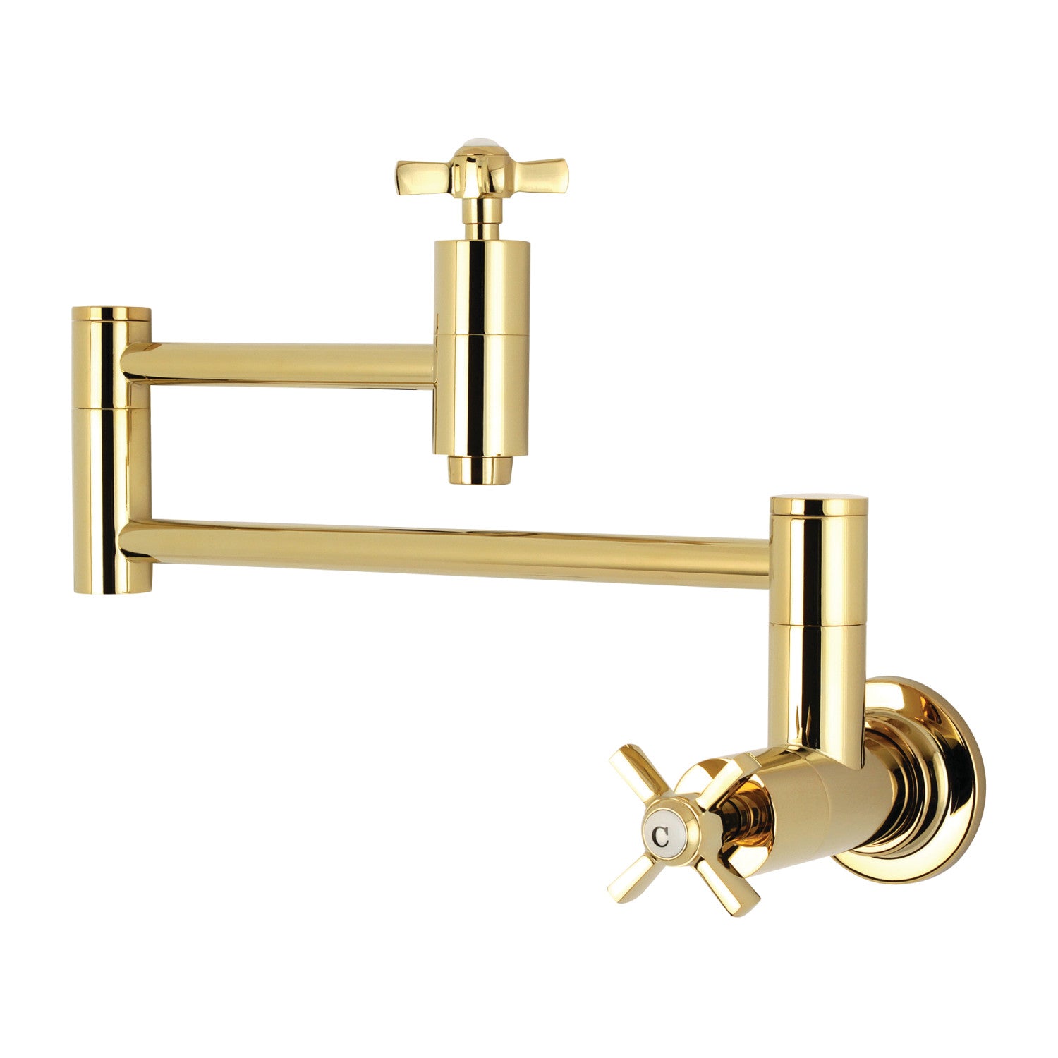 Kingston Sona KS8102ZX - Millennium Two-Handle 1-Hole Wall Mount Pot Filler Faucet, Polished Brass — image 1