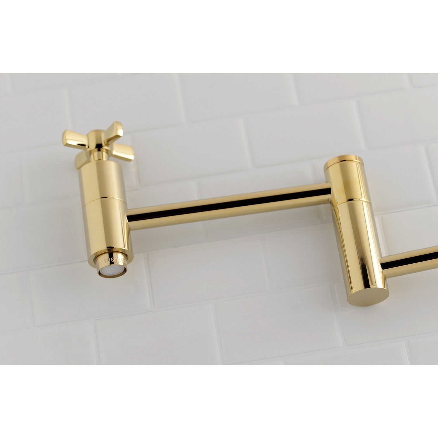 Kingston Sona KS8102ZX - Millennium Two-Handle 1-Hole Wall Mount Pot Filler Faucet, Polished Brass — thumbnail 3