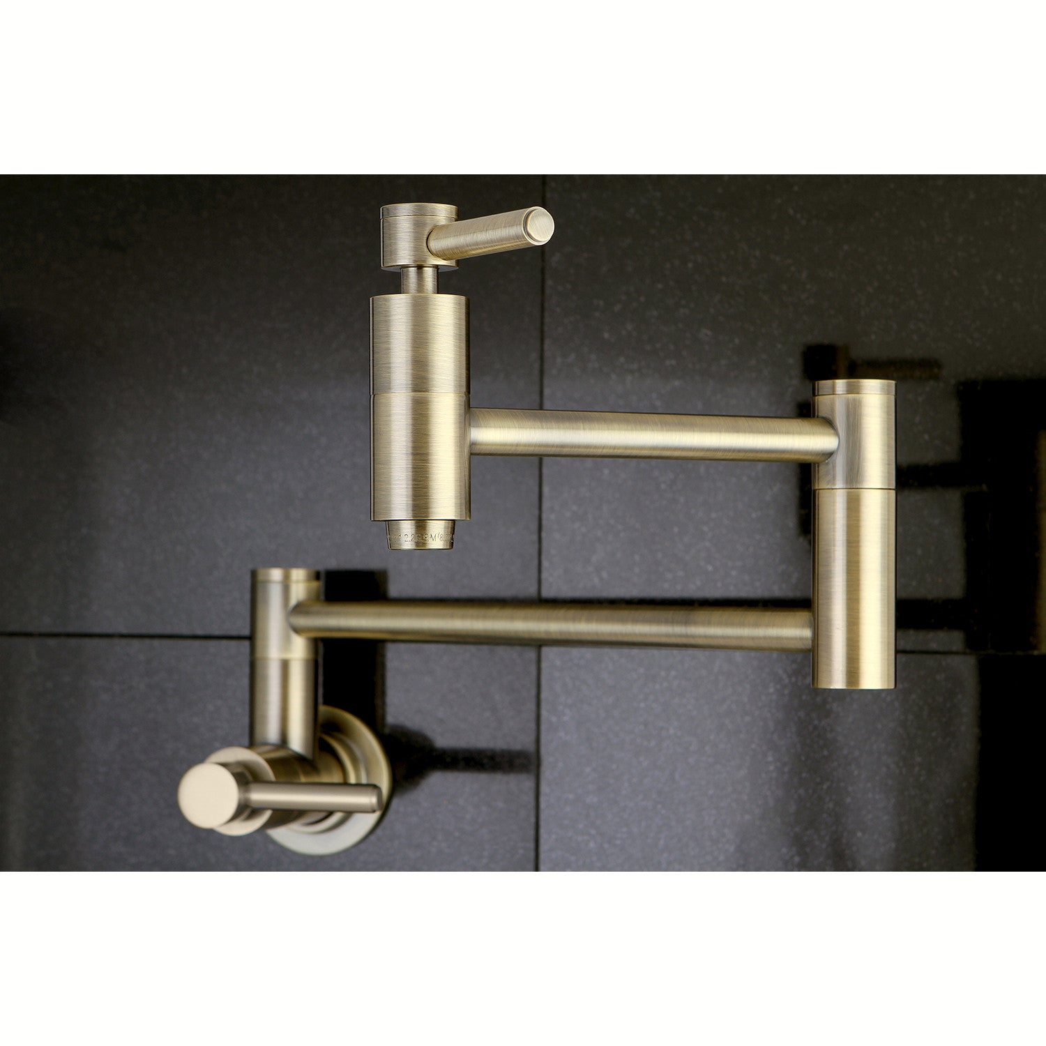 Kingston Sona KS8103DL - Concord Two-Handle 1-Hole Wall Mount Pot Filler Faucet, Antique Brass — thumbnail 2