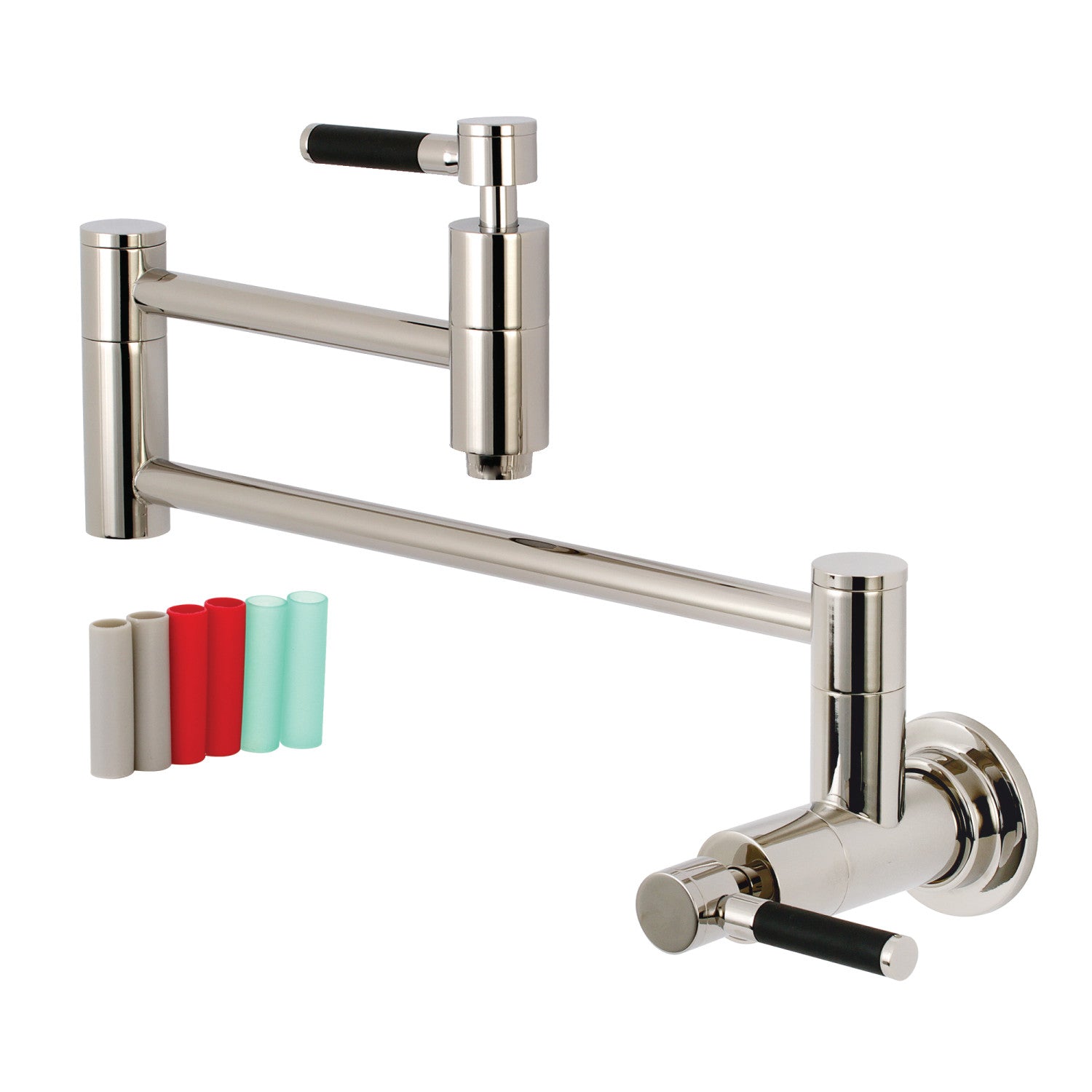 Kingston Sona KS8106DKL - Kaiser Two-Handle 1-Hole Wall Mount Pot Filler Faucet, Polished Nickel