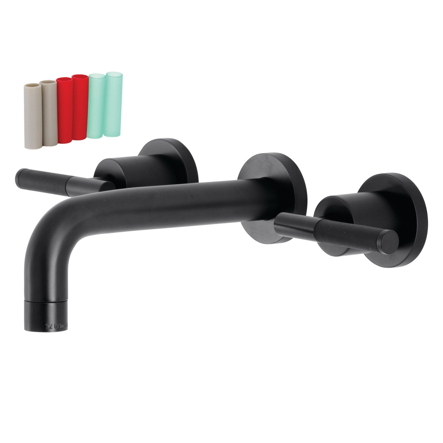 Kingston Sona KS8120CKL - Kaiser Double-Handle 3-Hole Wall Mount Bathroom Faucet, Matte Black