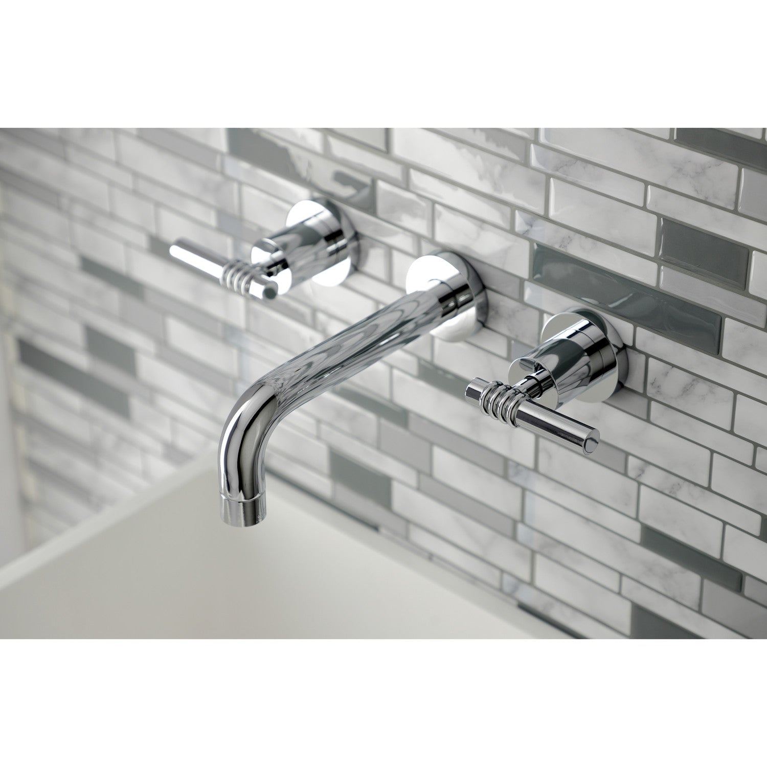 Kingston Sona KS8121ML - Milano Double-Handle 3-Hole Wall Mount Bathroom Faucet, Polished Chrome — thumbnail 2